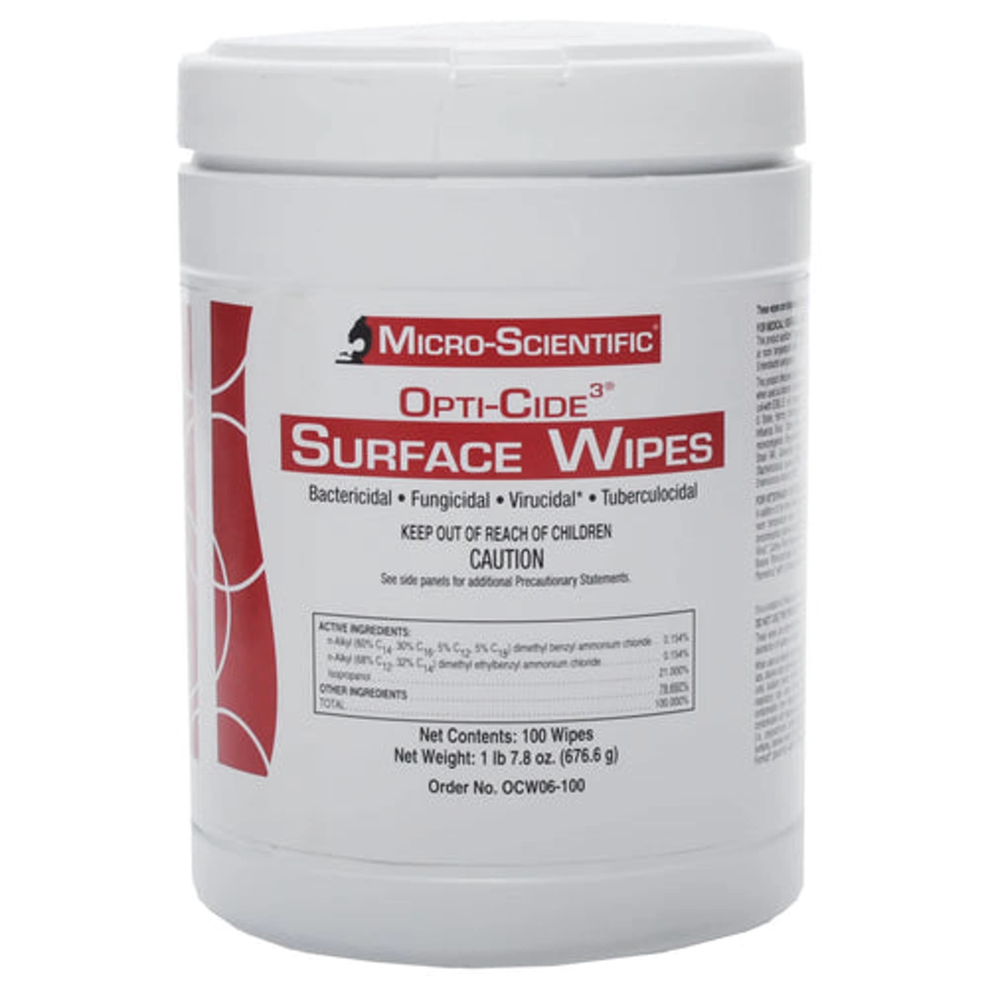 Opti-Cide3 Disinfectant Surface Wipes, 7" x 10", 100 Wipes/Can, OCW06-100 - Opti-Cide3 Wipes, 7" x 10", 100 Wipes, 1 Can, OCW06-100 - Image 1