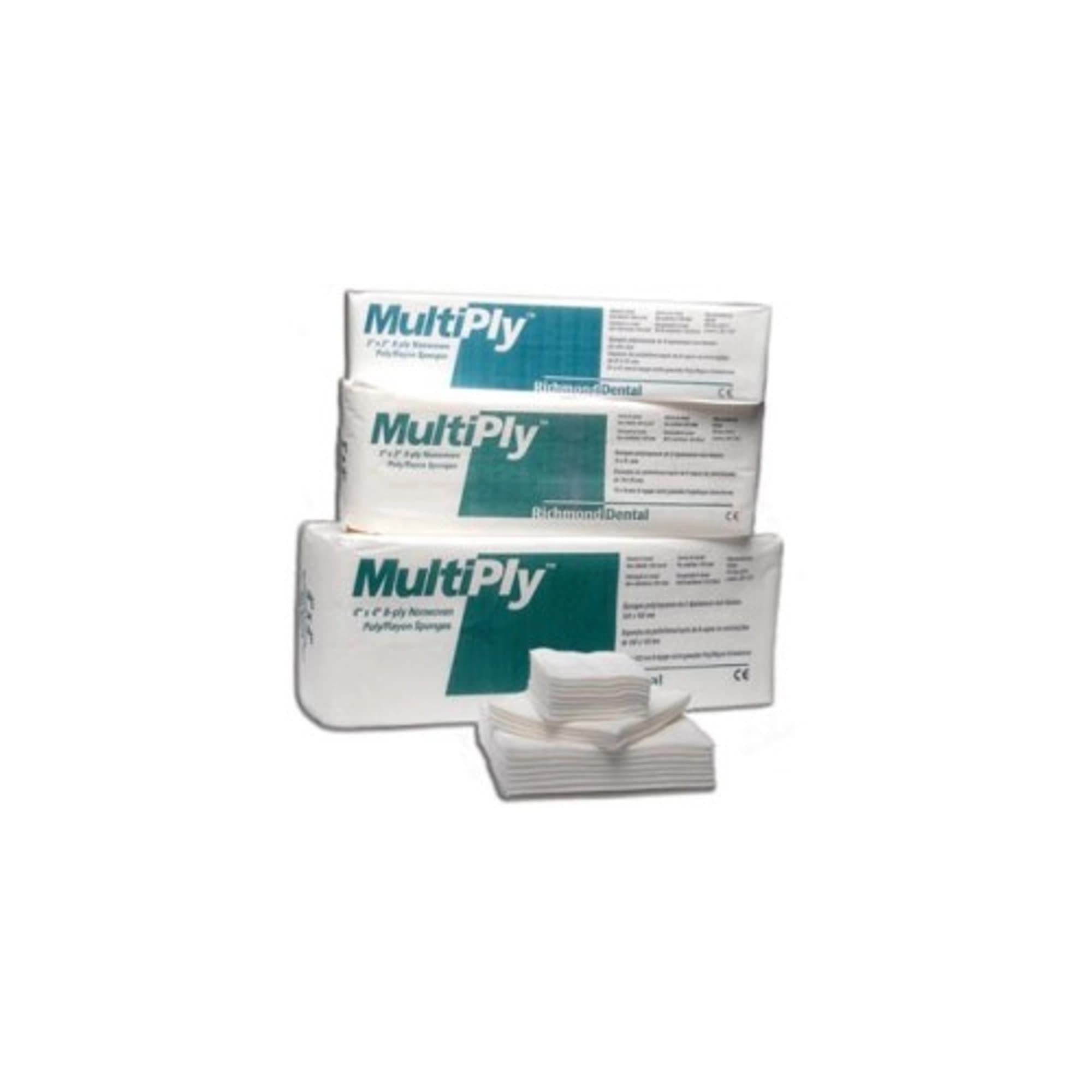 Richmond MultiPly Non-Woven Sponges, 3" x 3", 8-Ply, Rayon/Polyester, Non-Sterile, 2500/Cs, 300638 thumbnail 2