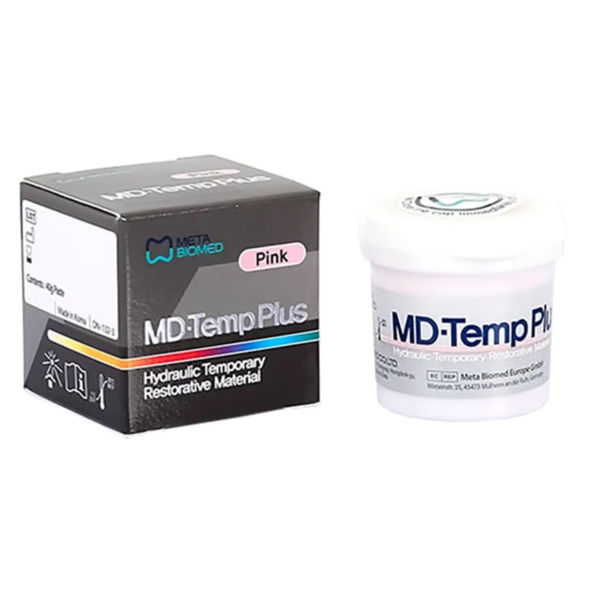 Meta Biomed MD-Temp Plus Hydraulic Temporary Restorative, Pink Paste, 40g Jar, 306991 - MD-TEMP PLUS PINK - Image 1