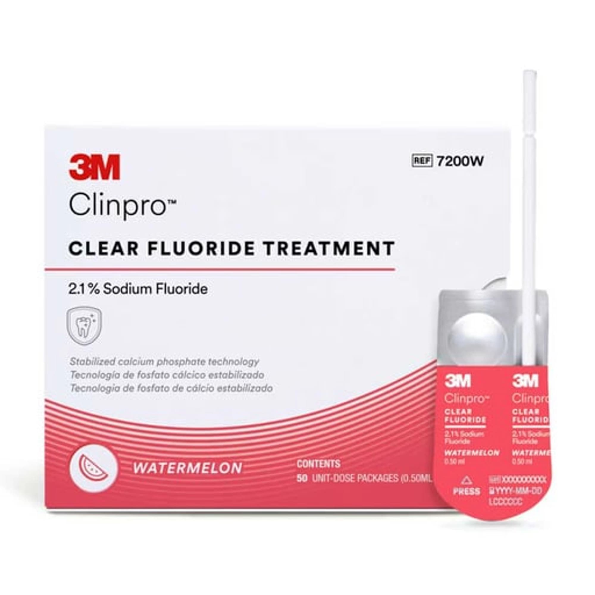 3M Clinpro Clear Fluoride Treatment, Watermelon, 2.1% Sodium Fluoride, 0.5 mL Unit Dose, 50/Pk, 7200W thumbnail 2