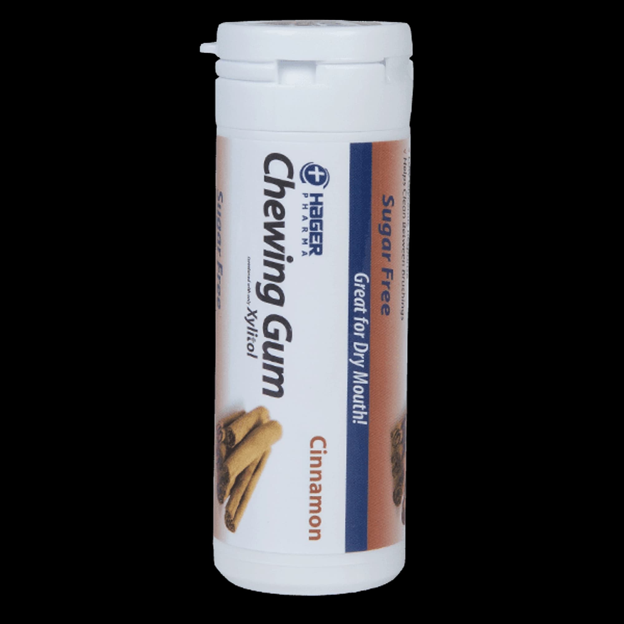 Miradent Xylitol Chewing Gum, Cinnamon, 30 Pieces/Vial, 12 Vials/Box, 630054 - Hager - Miradent Xylitol Cinnamon - 12 Pack Of Vials - Image 1