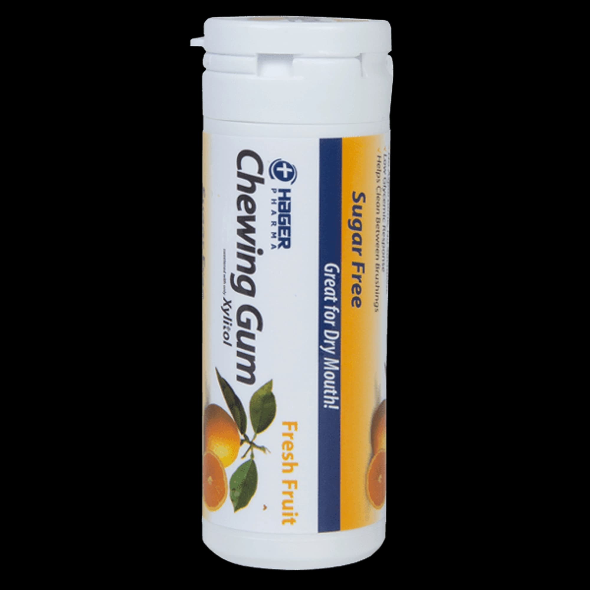 Miradent Xylitol Chewing Gum, Fresh Fruit, 30 Pieces/Vial, 12 Vials/Pack, 630055 - Hager - Miradent Xylitol Fresh Fruit - 12 Pack Of Vials - Image 1