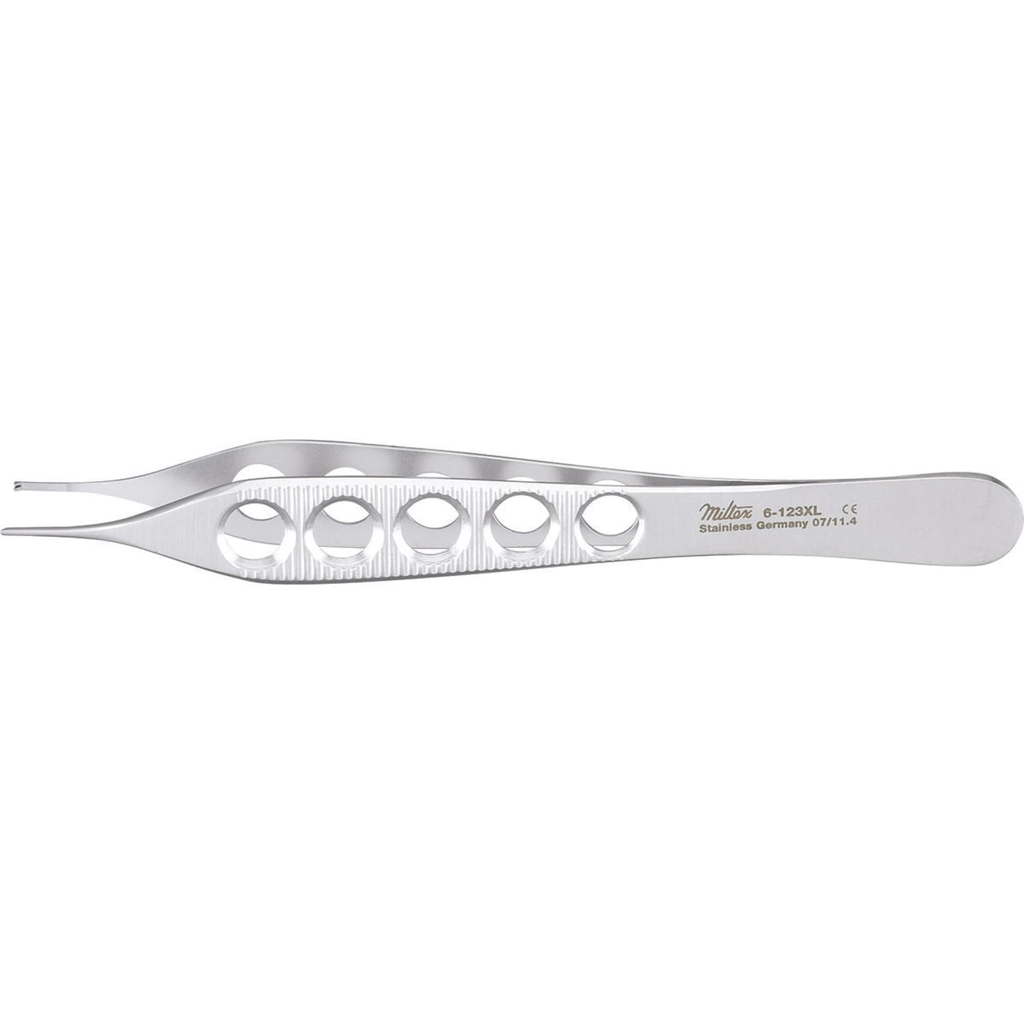 Miltex Adson Tissue/Suture Forceps, 4-3/4", 1x2 Teeth with Tying Platform, Lightweight Fenestrated Handle, German Stainless Steel thumbnail 6