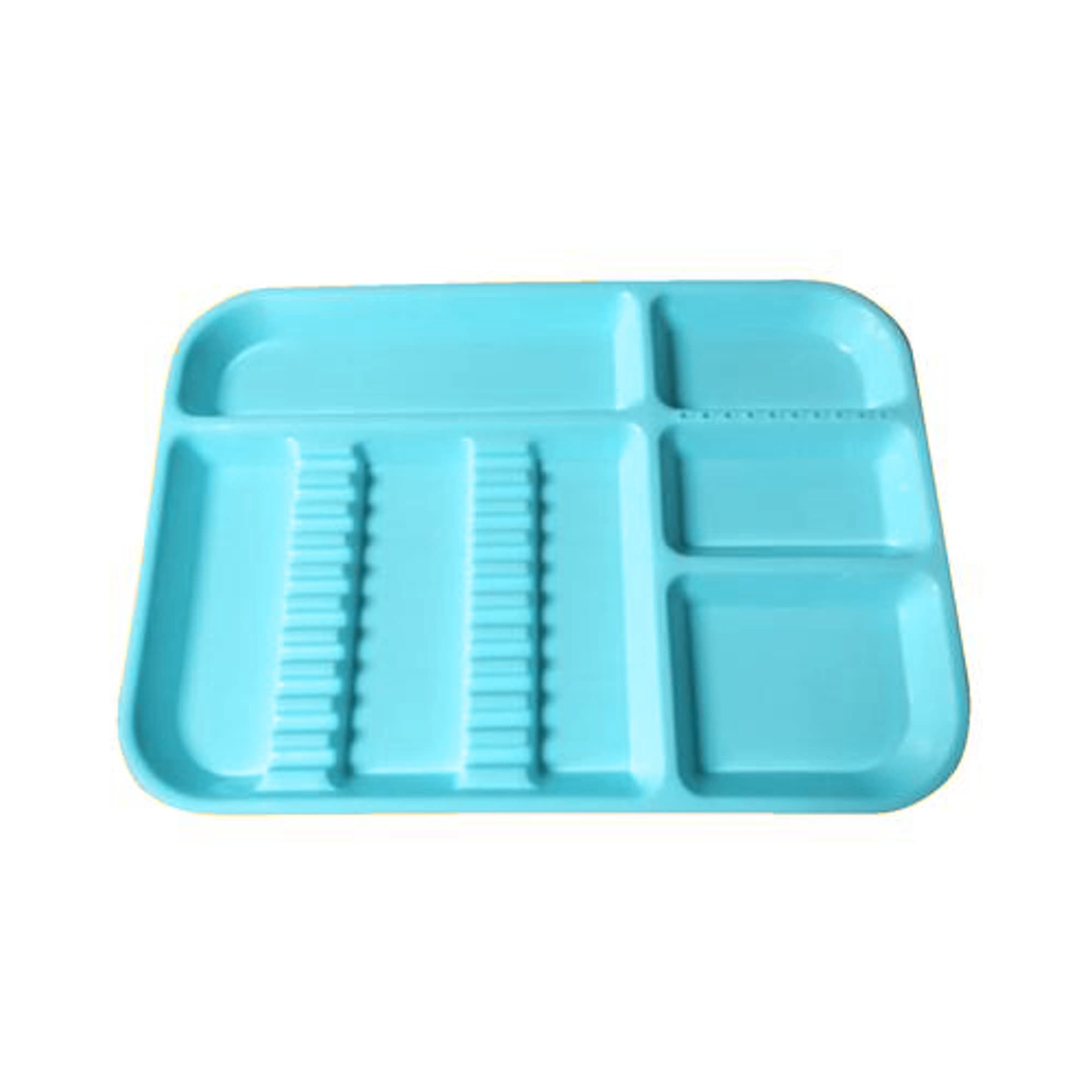 Plasdent Divided Set-Up Tray, Size B (Ritter), Neon Blue, Plastic, 13-1/2" x 9-5/8" x 7/8" - Plasdent - Divided Tray Size B Neon Blue - Image 1