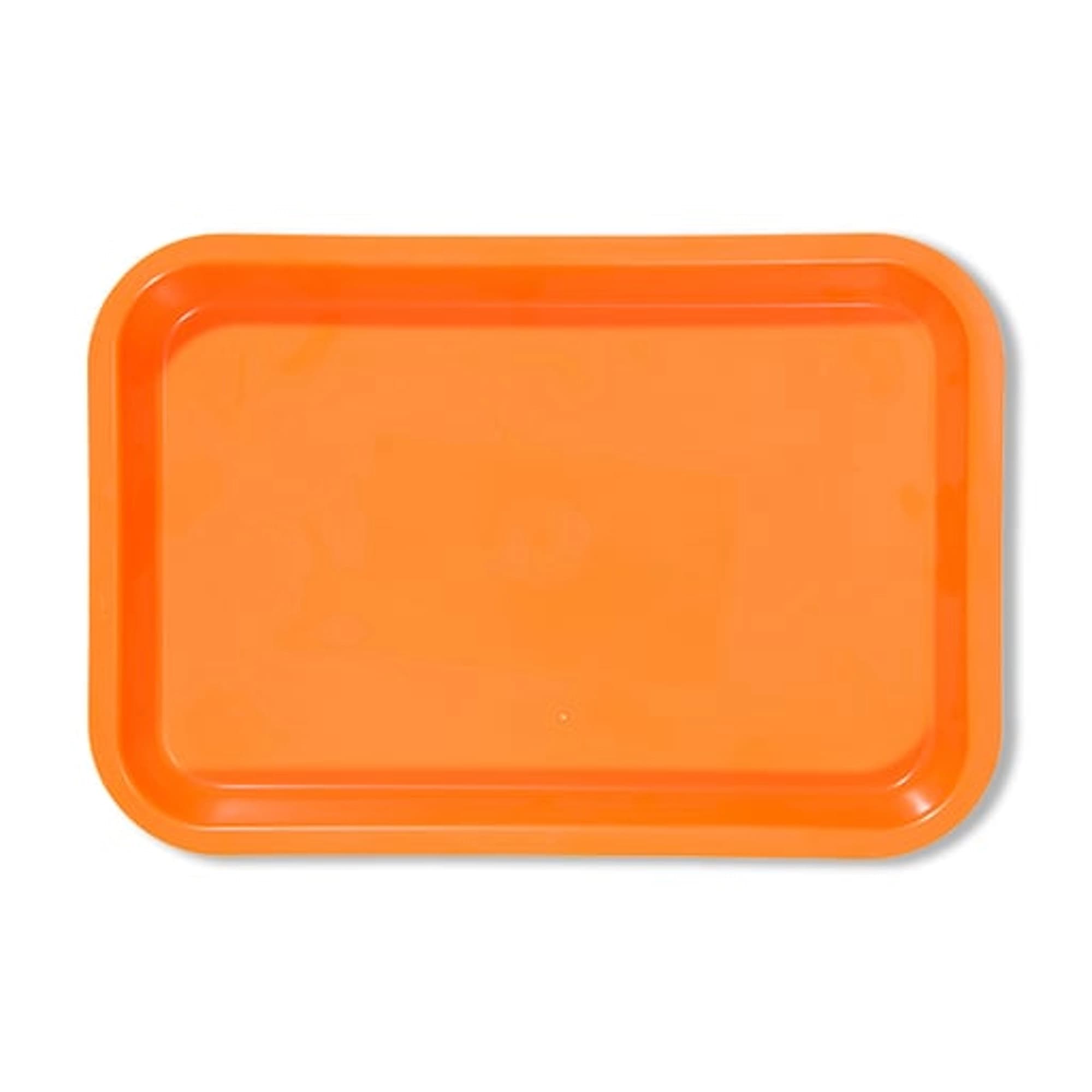 Plasdent Flat Mini Setup Tray, Size F, Neon Tangerine, 9-5/8" x 6-5/8" x 7/8", 300FMS-12N - Plasdent - Flat Tray Size F Neon Tangerine - Image 1