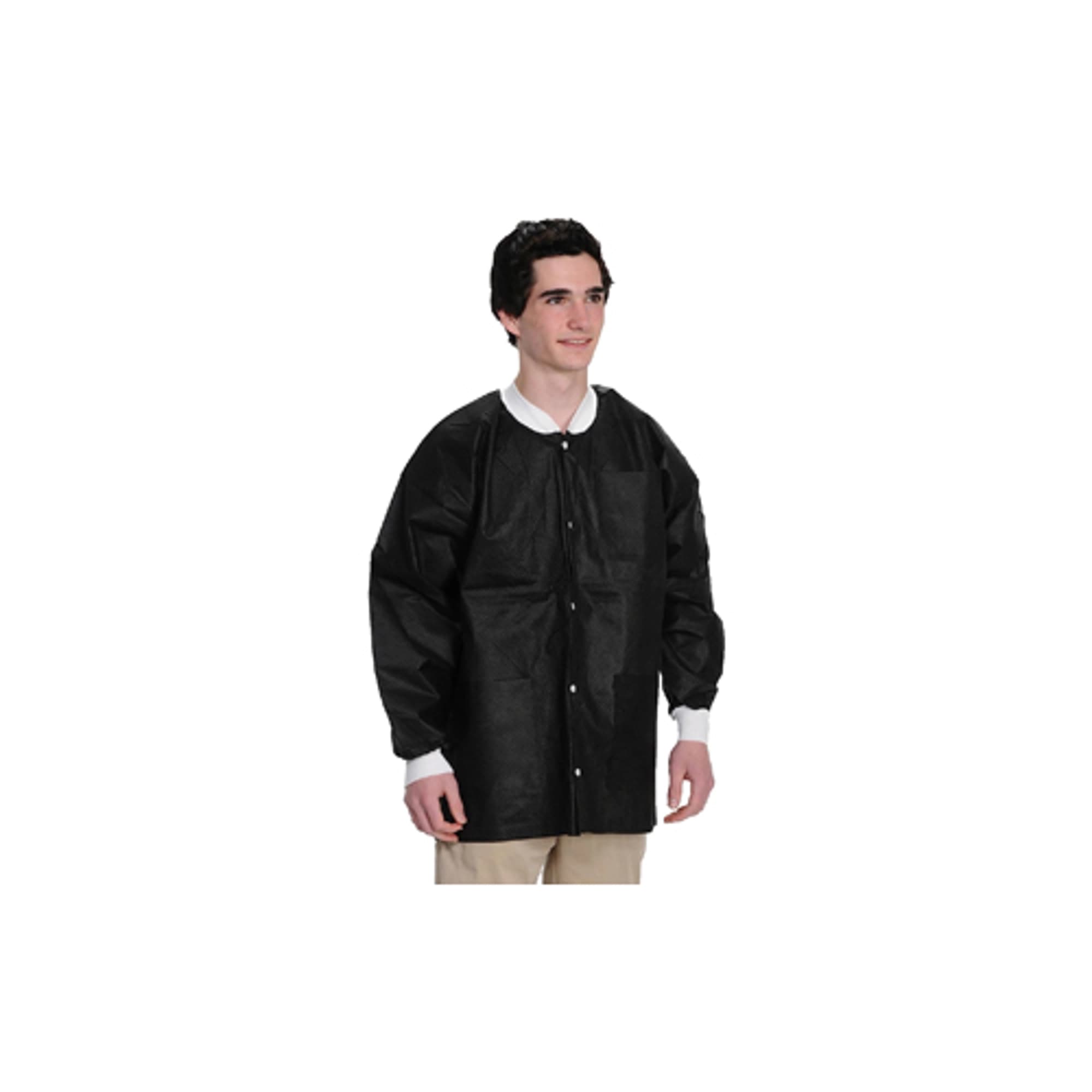 ValuMax Extra-Safe Lab Jacket, Black, 2X-Large, Hip Length, 3-Layer SMS, AAMI Level 3, 10/Pk - ValuMax - Extrasafe Jackets 10Pk Black 2Xl - Image 1