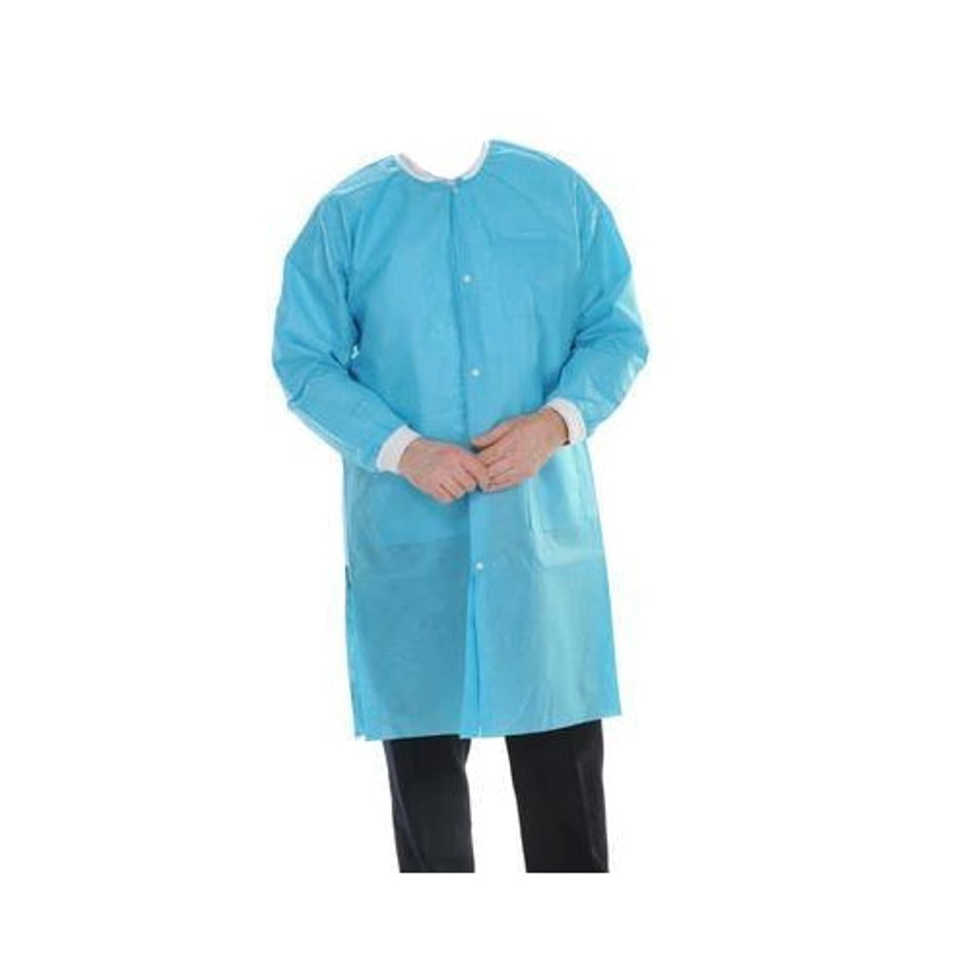 ValuMax Extra-Safe Lab Coats, Aqua, Large, Knee-Length, 3-Layer SMS, Latex-Free, AAMI Level 3, 10/Pk - ValuMax - Extrasafe Lab Coats 10Pk Aqua Large - Image 1