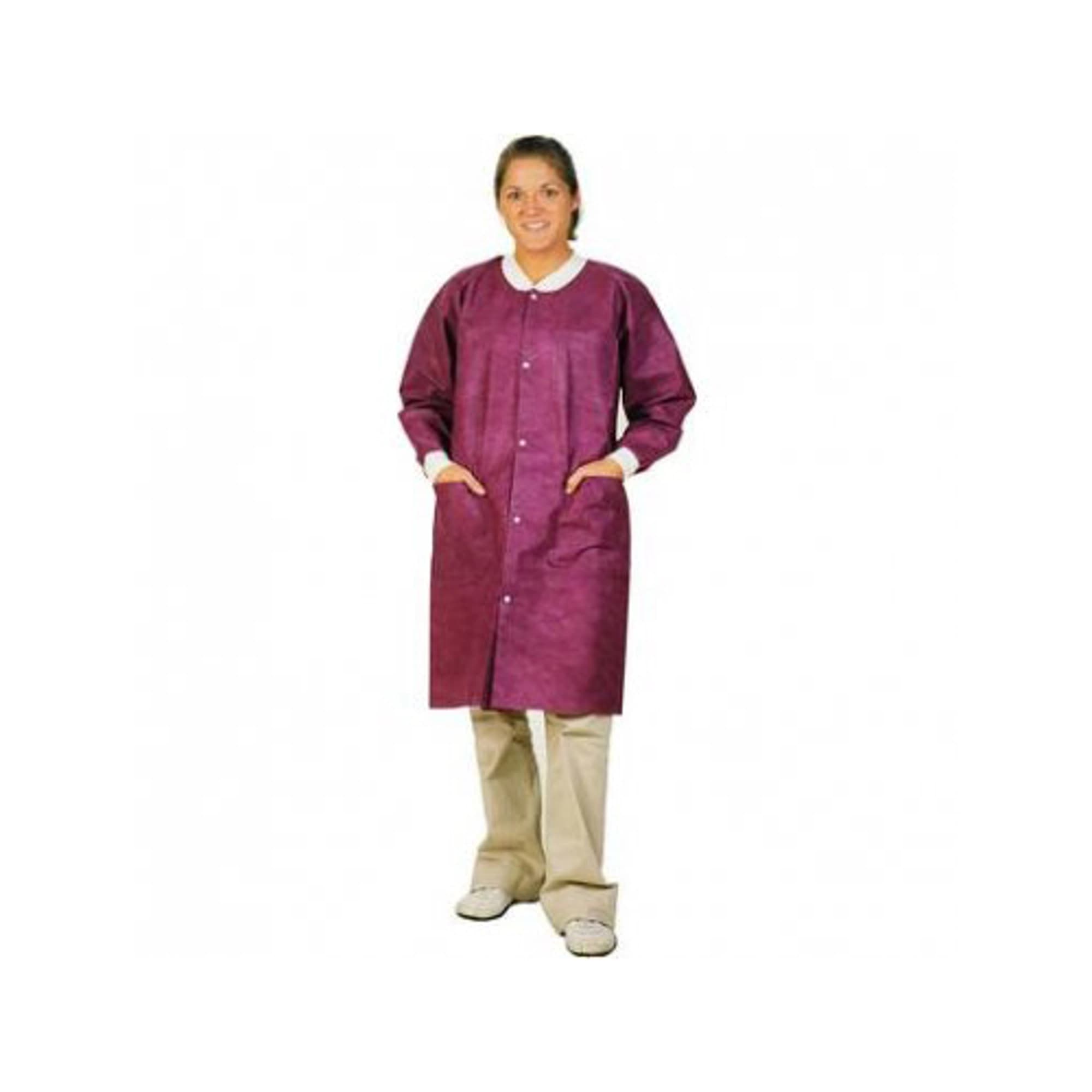 ValuMax Extra-Safe Knee-Length Lab Coats, Cranberry, X-Small, AAMI Level 3, SMS, 10/Pk, 3660CYXS - ValuMax - Extra-Safe Lab Coats Cranberry Xs 10Pk - Image 1