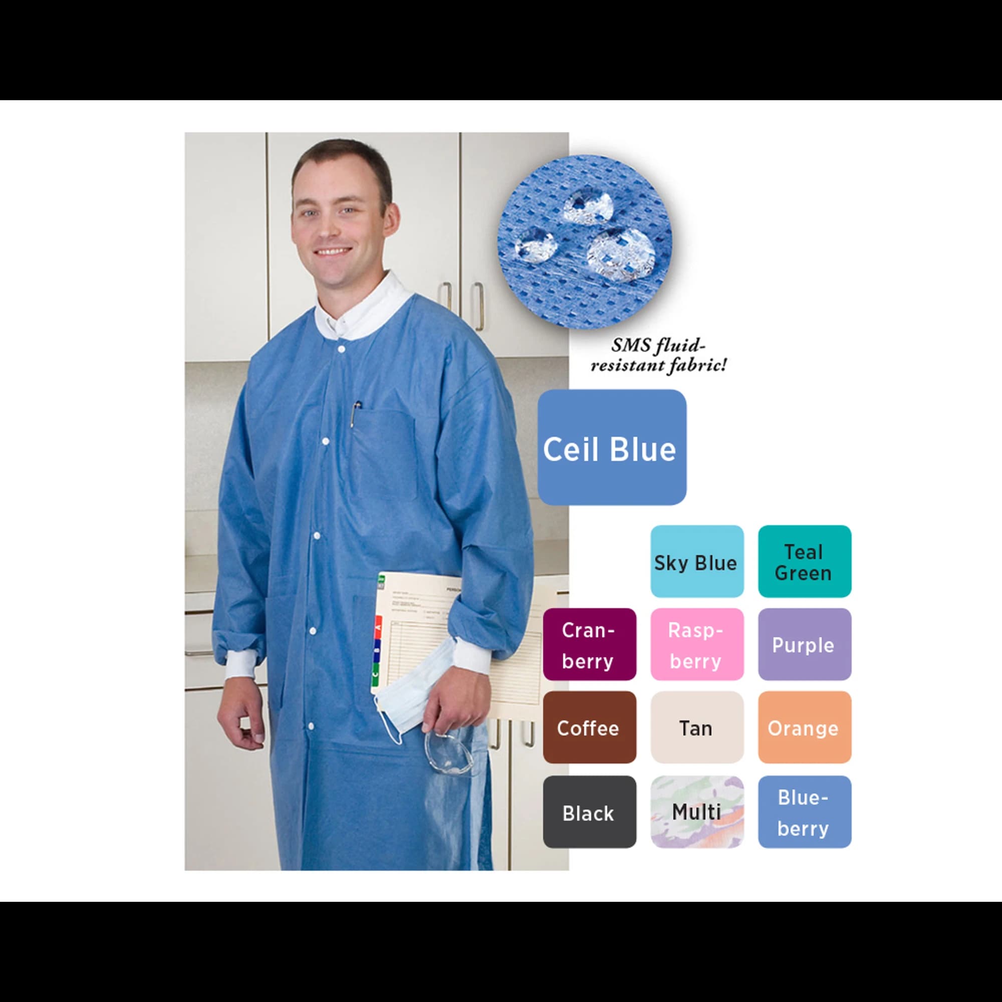 ValuMax Extra-Safe Lab Coats, Orange, Large, Knee-Length, 3-Layer SMS, AAMI Level 3, 10/Pk - ExtraSafe Lab Coats, Orange, Large, 10/Pk - Image 1
