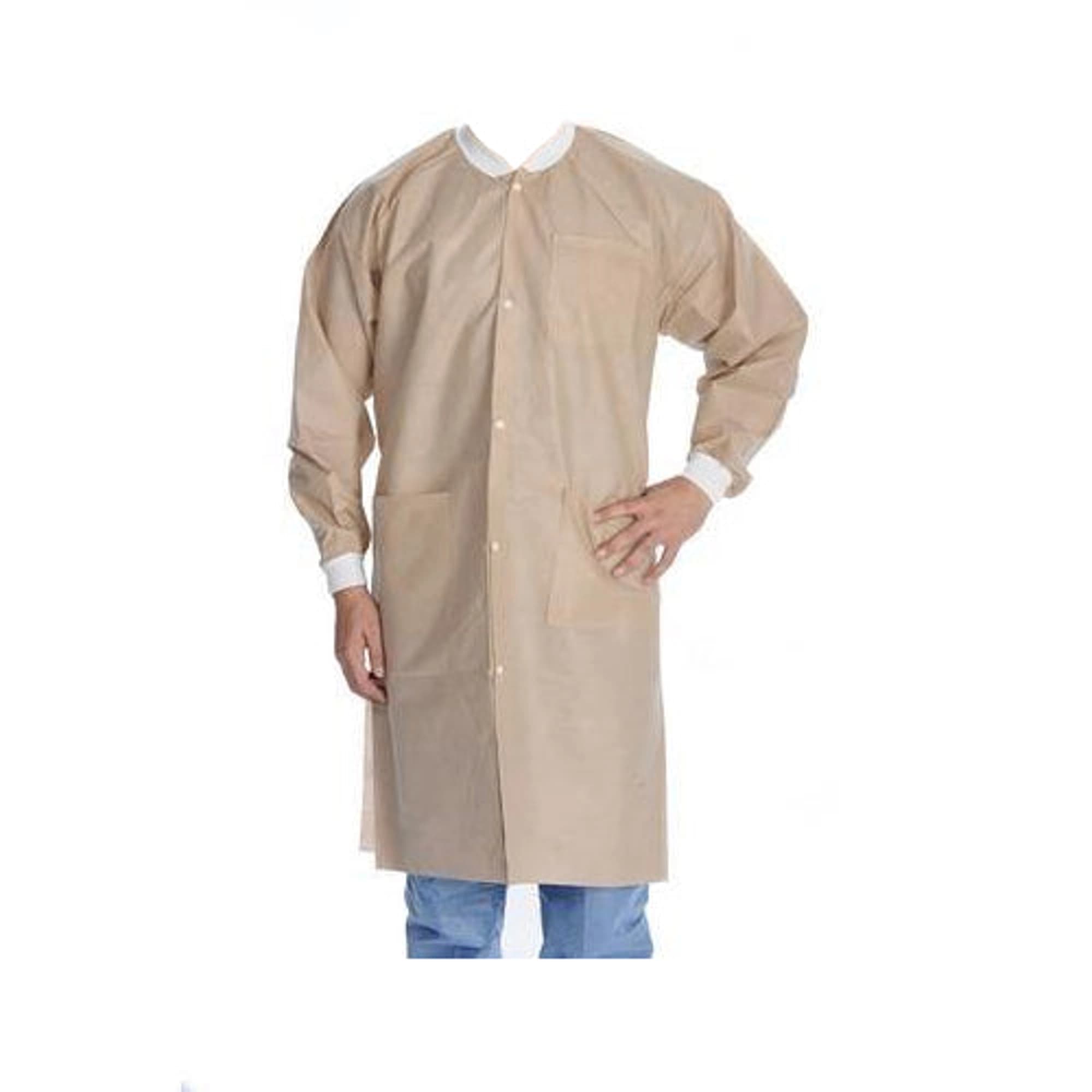 ValuMax Extra-Safe Lab Coats, AAMI Level 3, Tan, Medium, Knee-Length, 10/Pk, 3660TNM - ValuMax - Extrasafe Lab Coats 10Pk Tan Medium - Image 1