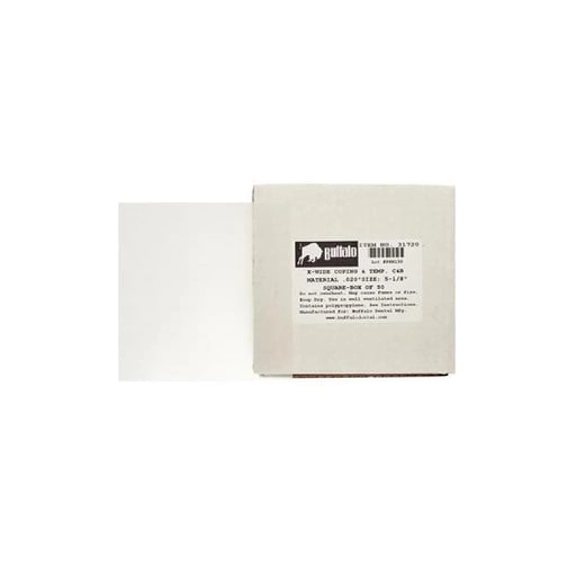 Buffalo Dental Coping and Temporary Crown & Bridge Material, .020" Thick, 5" x 5" Sheets, Cloudy Polypropylene, 50/Pkg, 31720 thumbnail 2