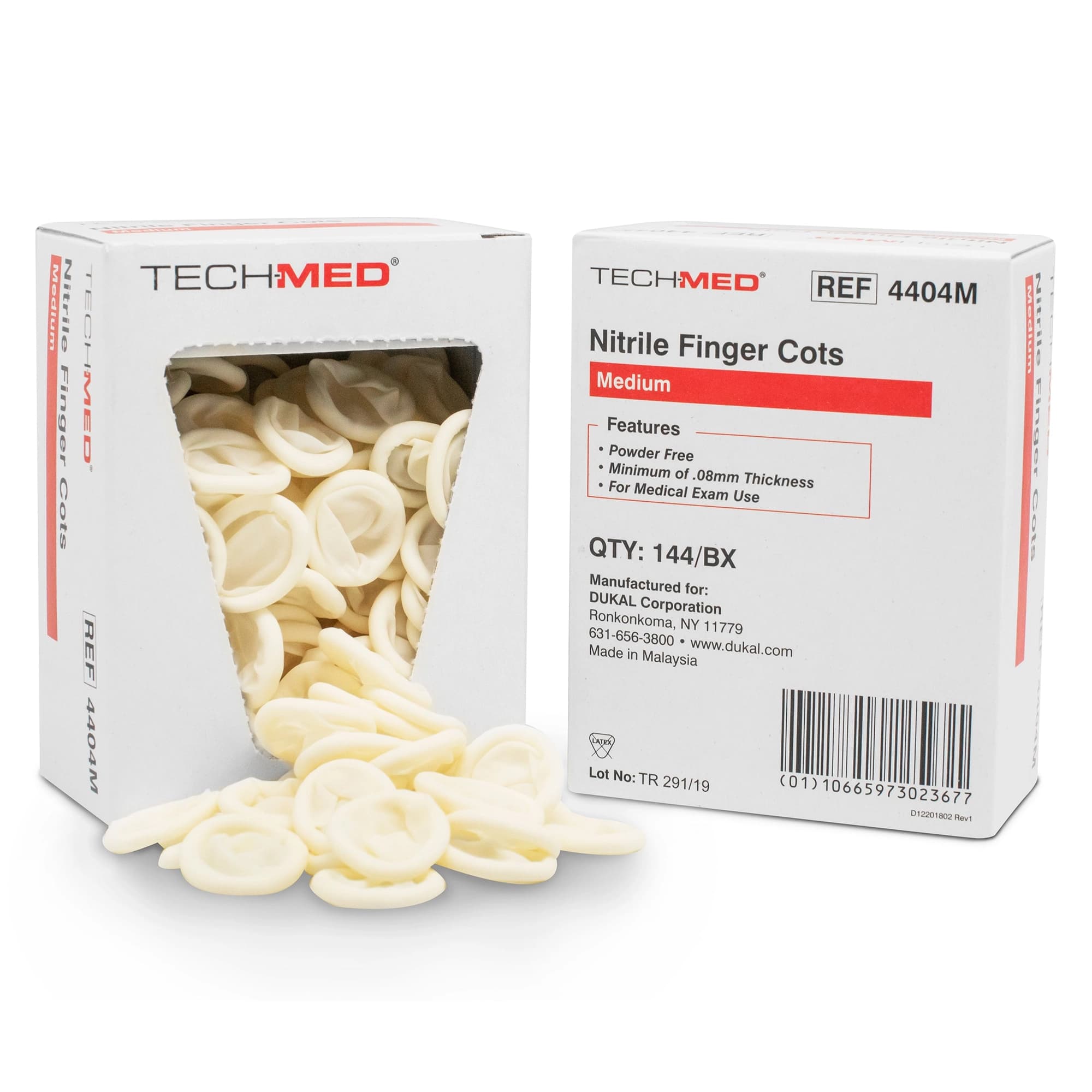 Dukal Tech-Med Nitrile Finger Cots, Medium, Latex-Free, Powder-Free, Pre-Rolled, 2-1/4" x 28 mm, 144/Box, 4404M thumbnail 5