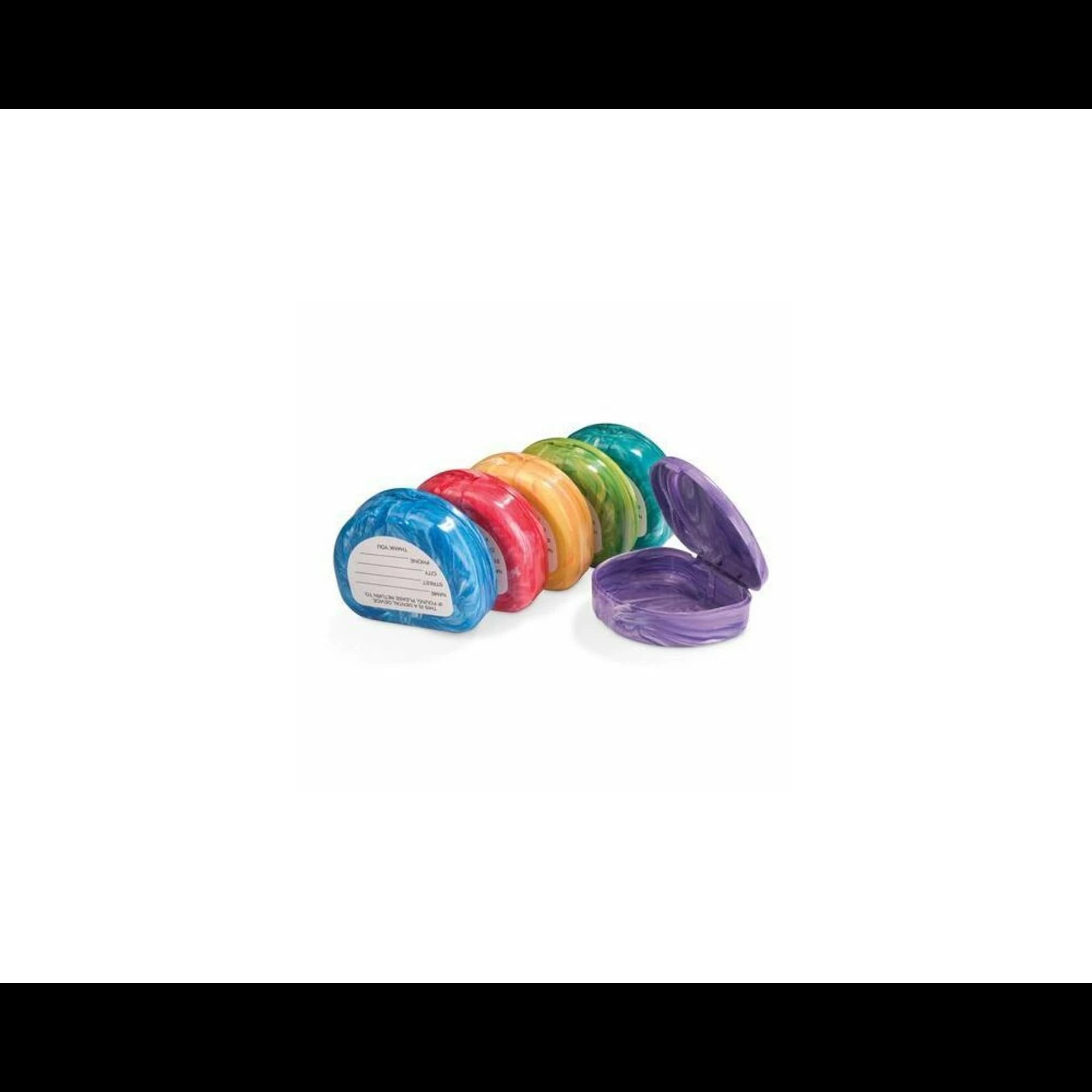 Practicon Marble-Colored Retainer Cases, Hinged Plastic, Non-Vented, 7/8" Deep, Assorted Colors, 24/Pack, 7086010 thumbnail 2