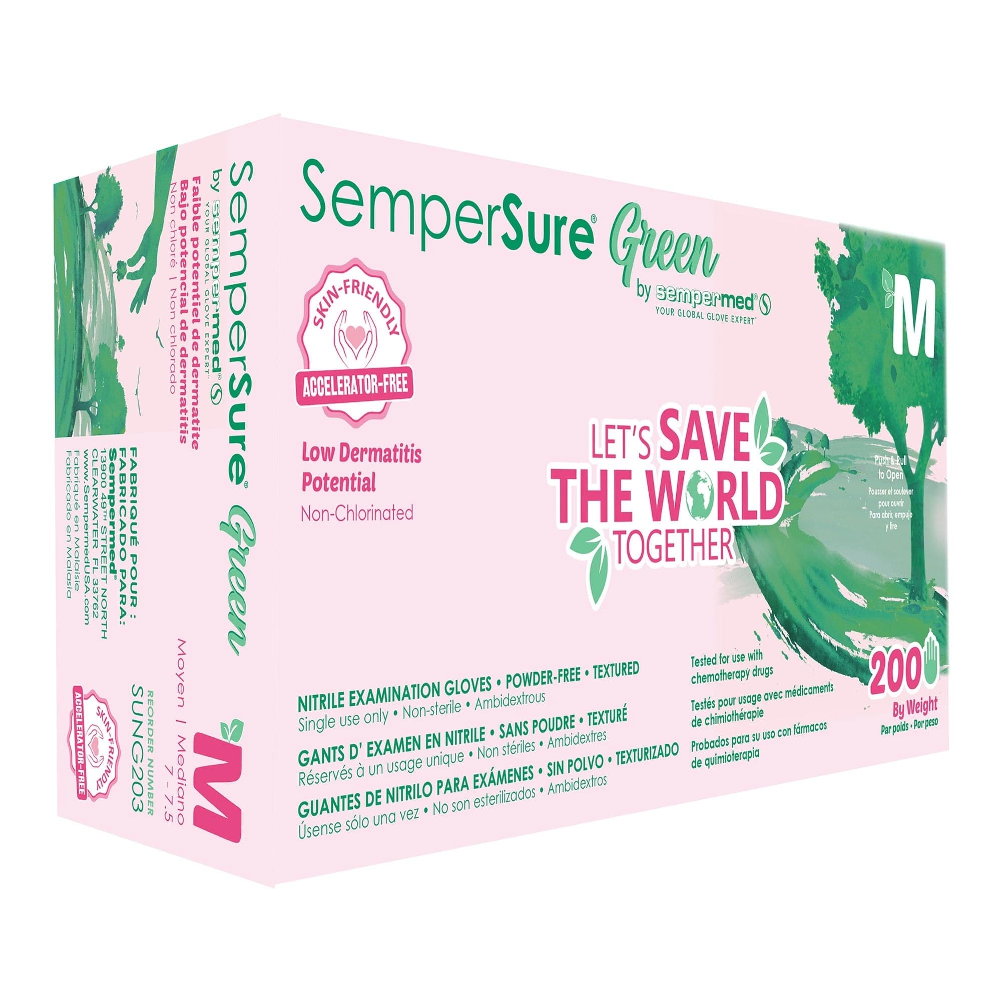 Sempermed Sempersure Green Powder-Free Nitrile Exam Gloves, Medium, Textured, 200/Box, SUNG203 thumbnail 10