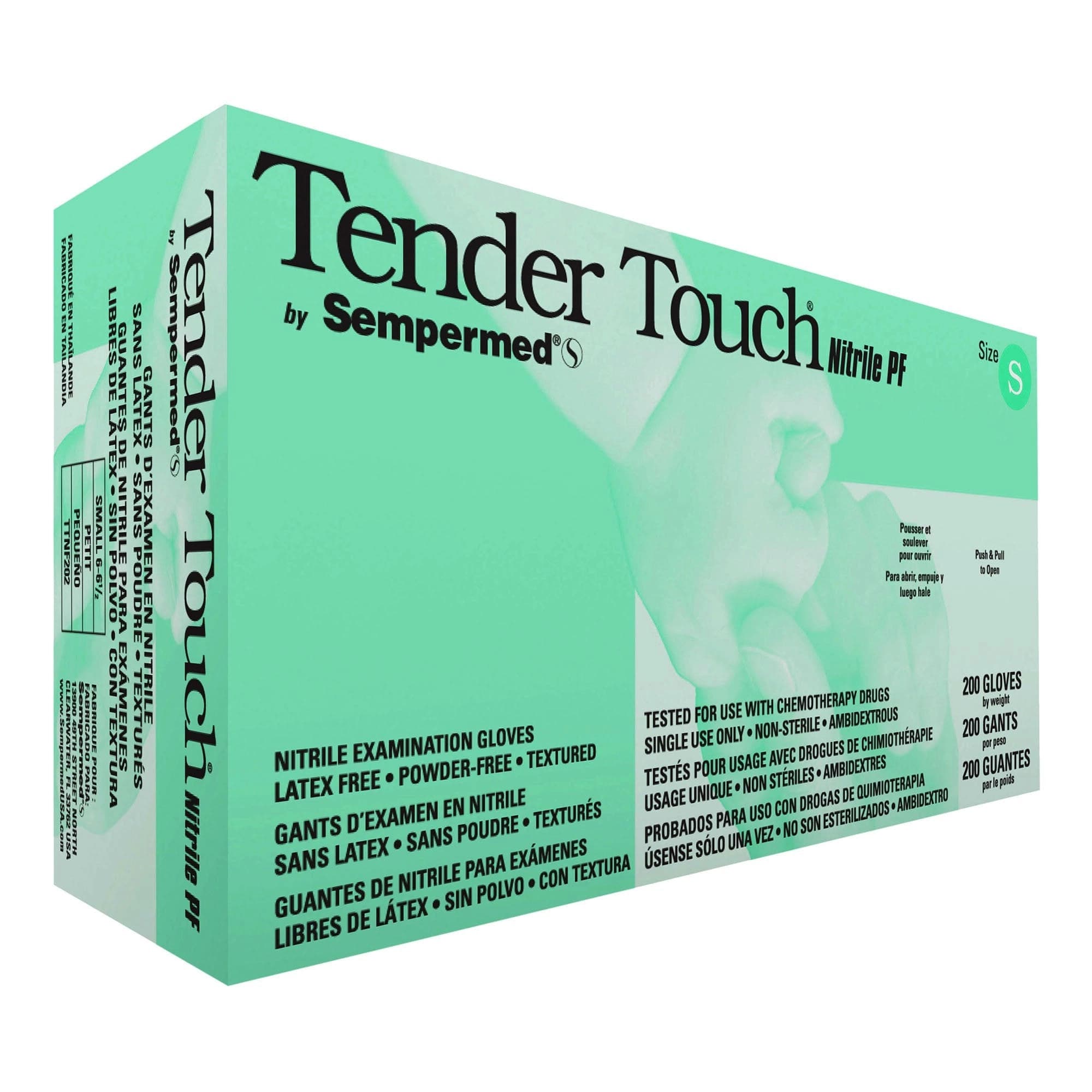 Sempermed Tender Touch Nitrile Exam Gloves, Small, Powder-Free, Textured Fingertips, Violet Blue, 200/Box, TTNF202 thumbnail 10