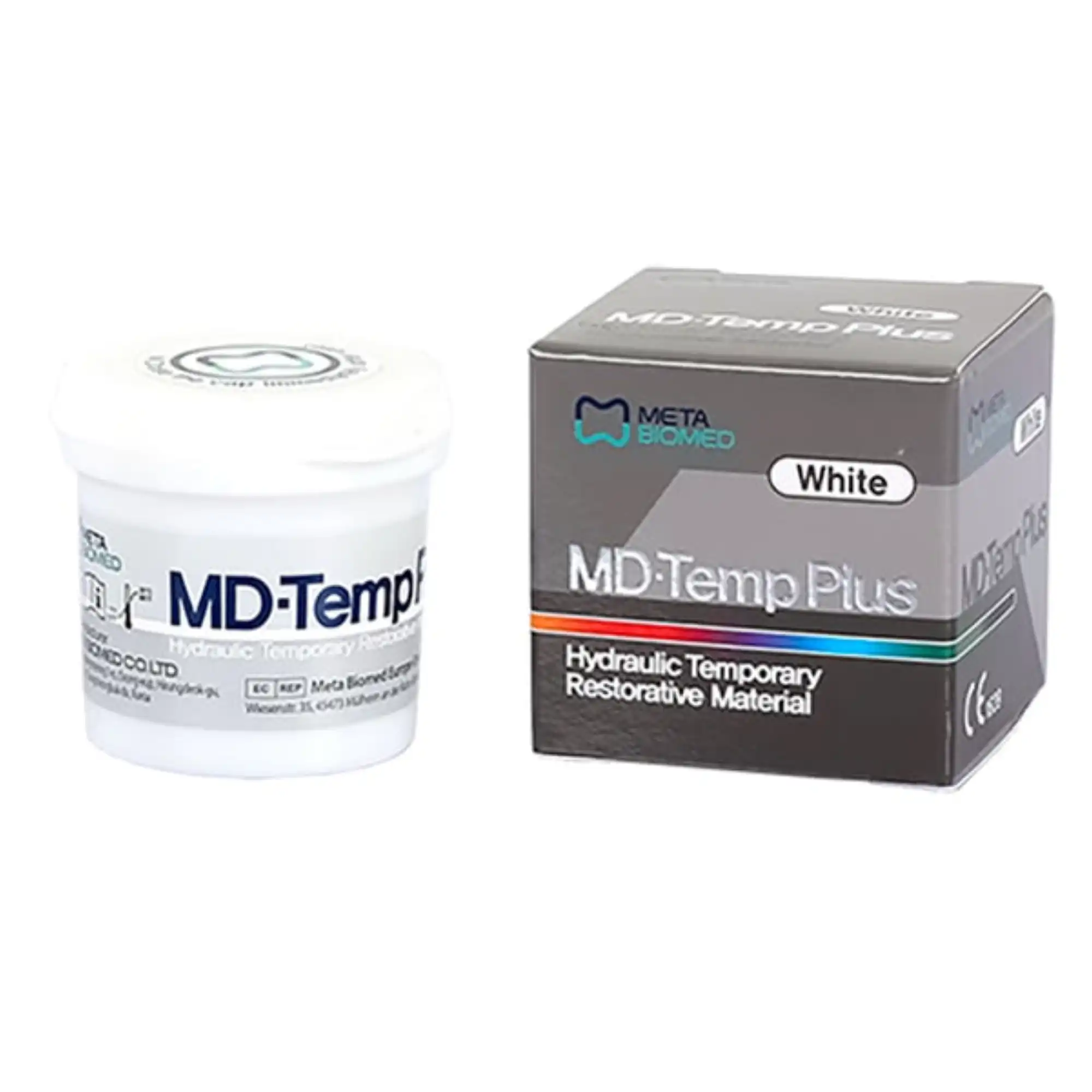 Meta Biomed MD-Temp Plus Hydraulic Temporary Restorative, White Paste, 40g Jar, 307991 - Md-Temp Plus Hydraulic Temporary Restorative White Paste 40 Gm. Jar - Image 1
