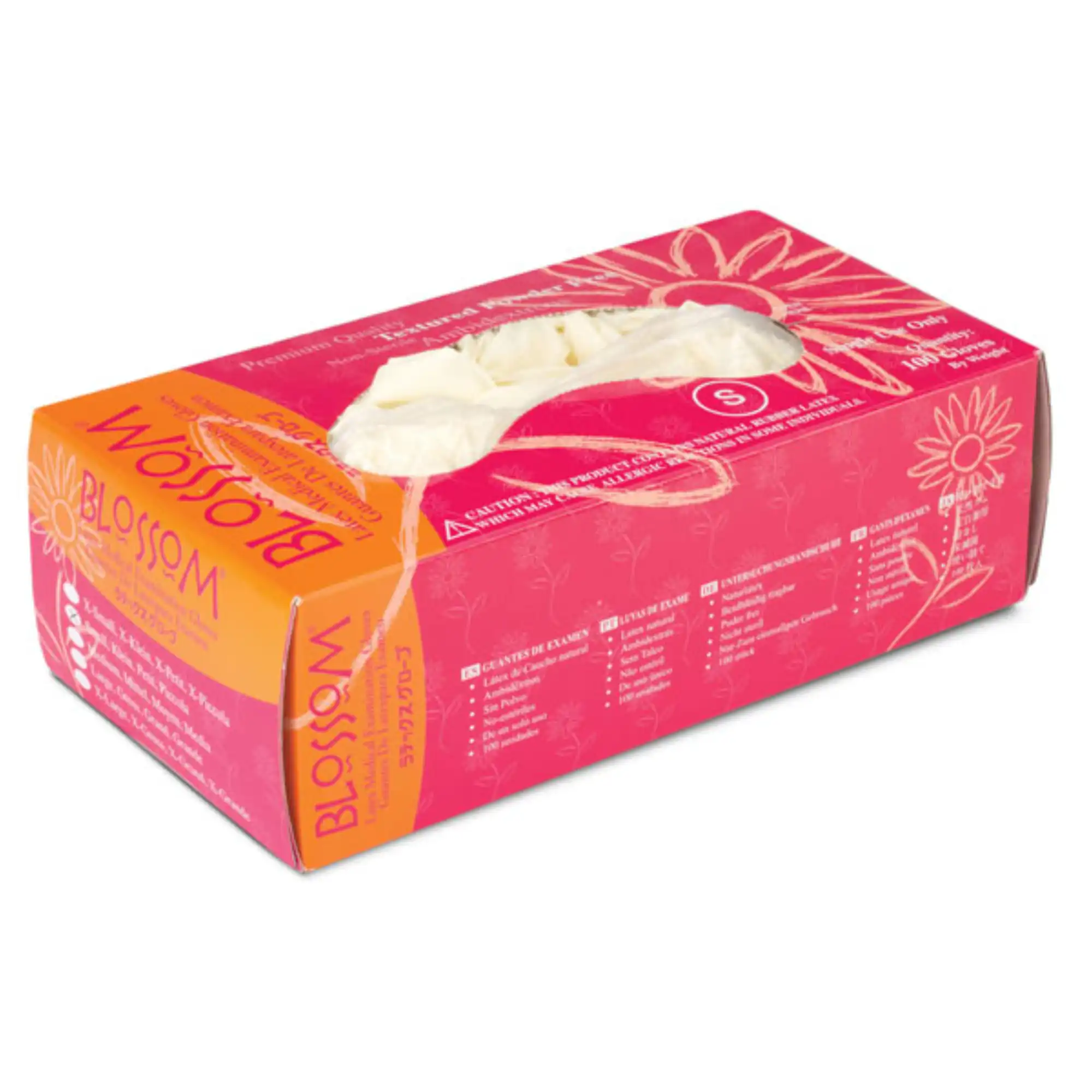 Blossom Latex Exam Gloves, Powder-Free, Textured, Non-Sterile, Medium, White, 100/Box, 6227 thumbnail 7
