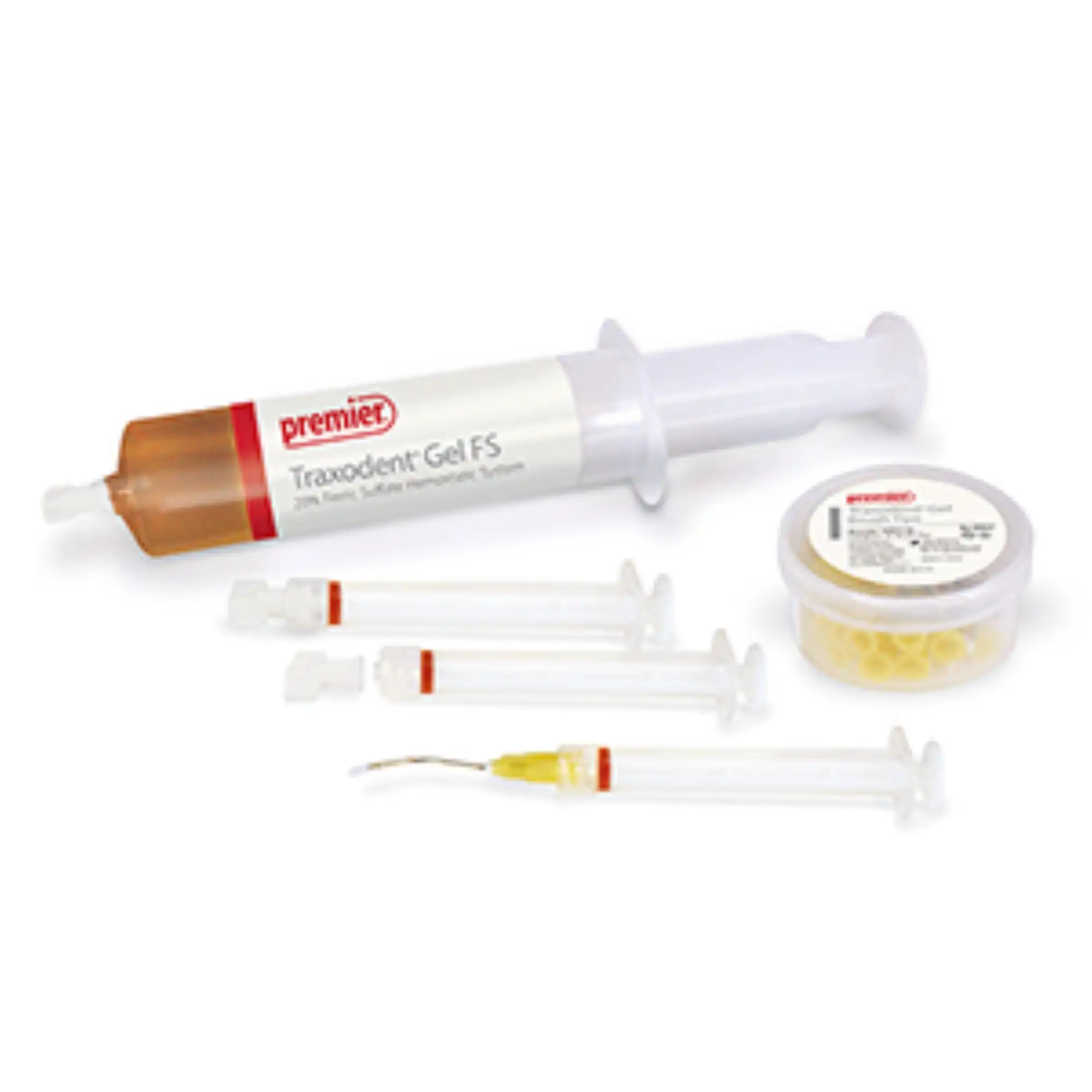 Traxodent Gel FS Starter Kit, 20% Ferric Sulfate Hemostatic System, 30 mL Bulk Syringe with 20 Brush Tips, 20 x 1.2 mL Syringes & Caps, Docking Port, 9007106 thumbnail 2