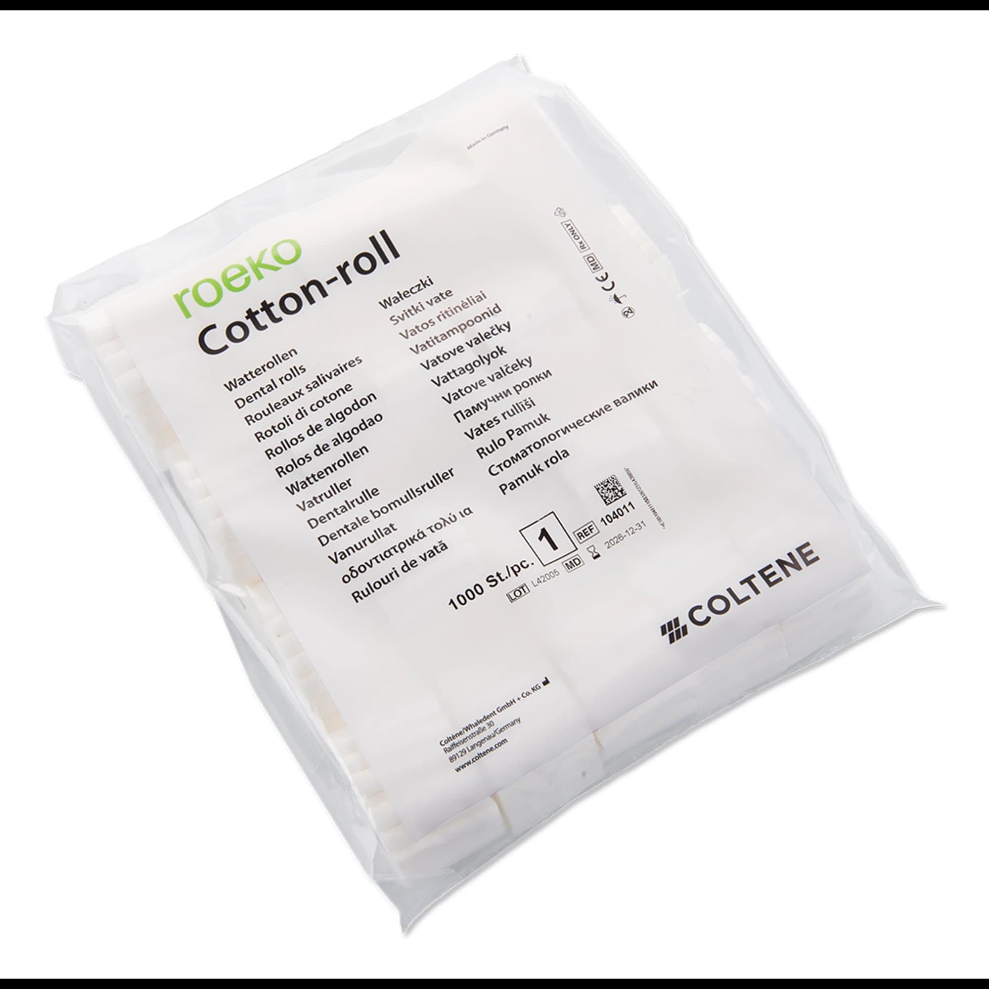 ROEKO Cotton-Roll #1, 1-1/2" x 5/16", Non-Sterile, Unstarched, 1000/Bag, 104011 thumbnail 2