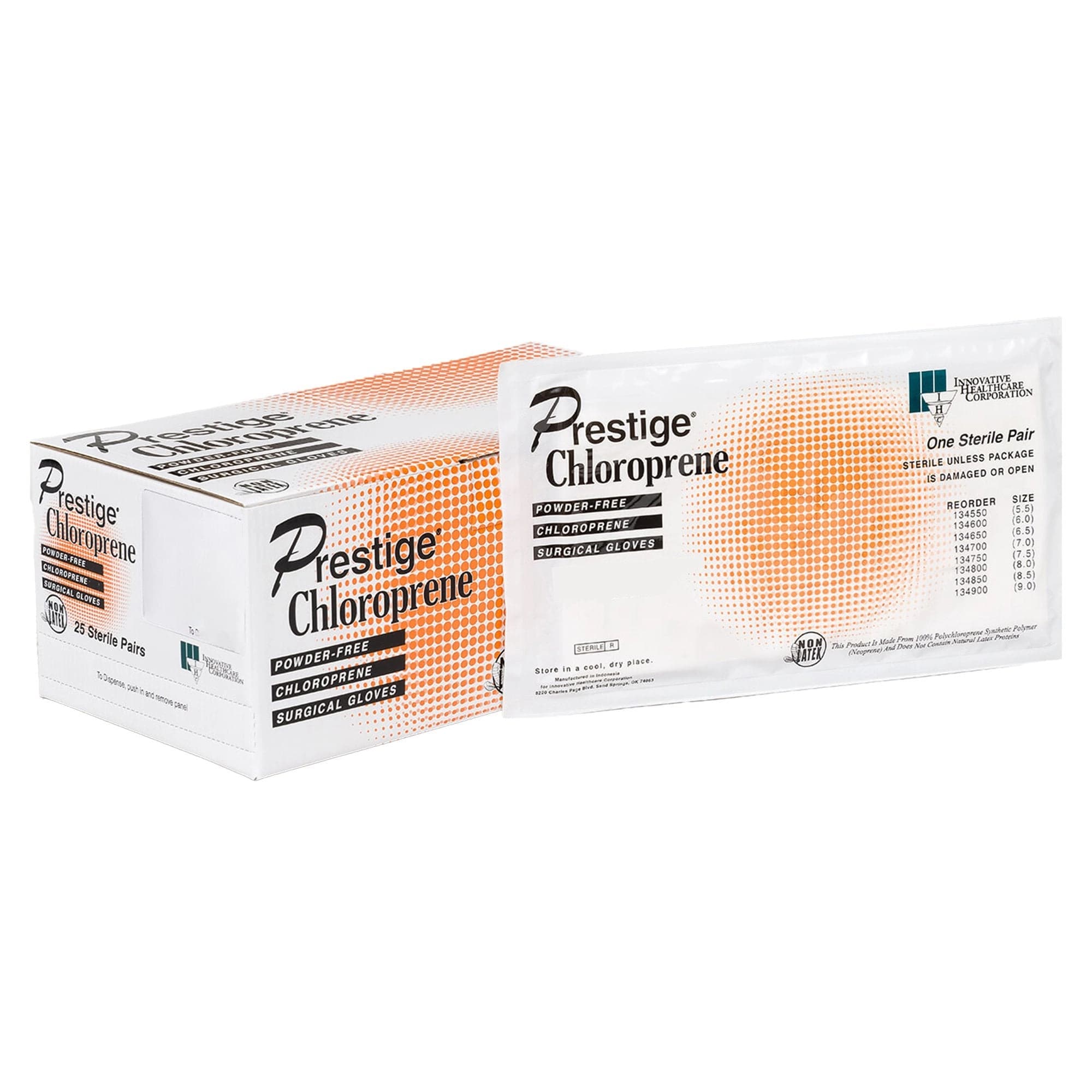 DermAssist Prestige Chloroprene Sterile Surgical Gloves, Latex-Free, Powder-Free, Size 6.5, Textured, Bisque, 25 Pairs/Box, 134650 - Gloves, Surgical, Size 6-1/2. Polychloroprene, Sterile, PF, Textured Finish, 25 pr/bx, 134650 - Image 1