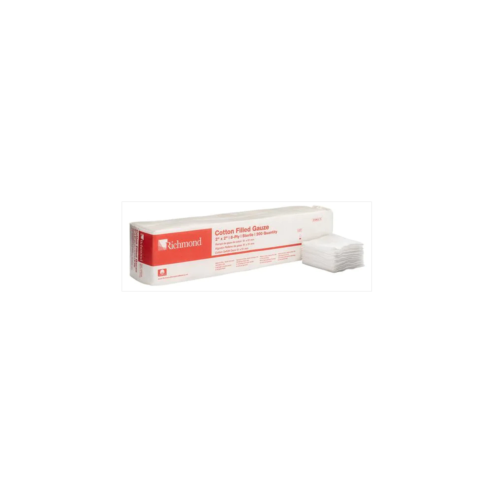 Richmond Cotton Filled Exodontia Sponges, 2" x 2", 8-Ply, Sterile, 200/Sleeve, 25 Sleeves/Case, 300405 thumbnail 2