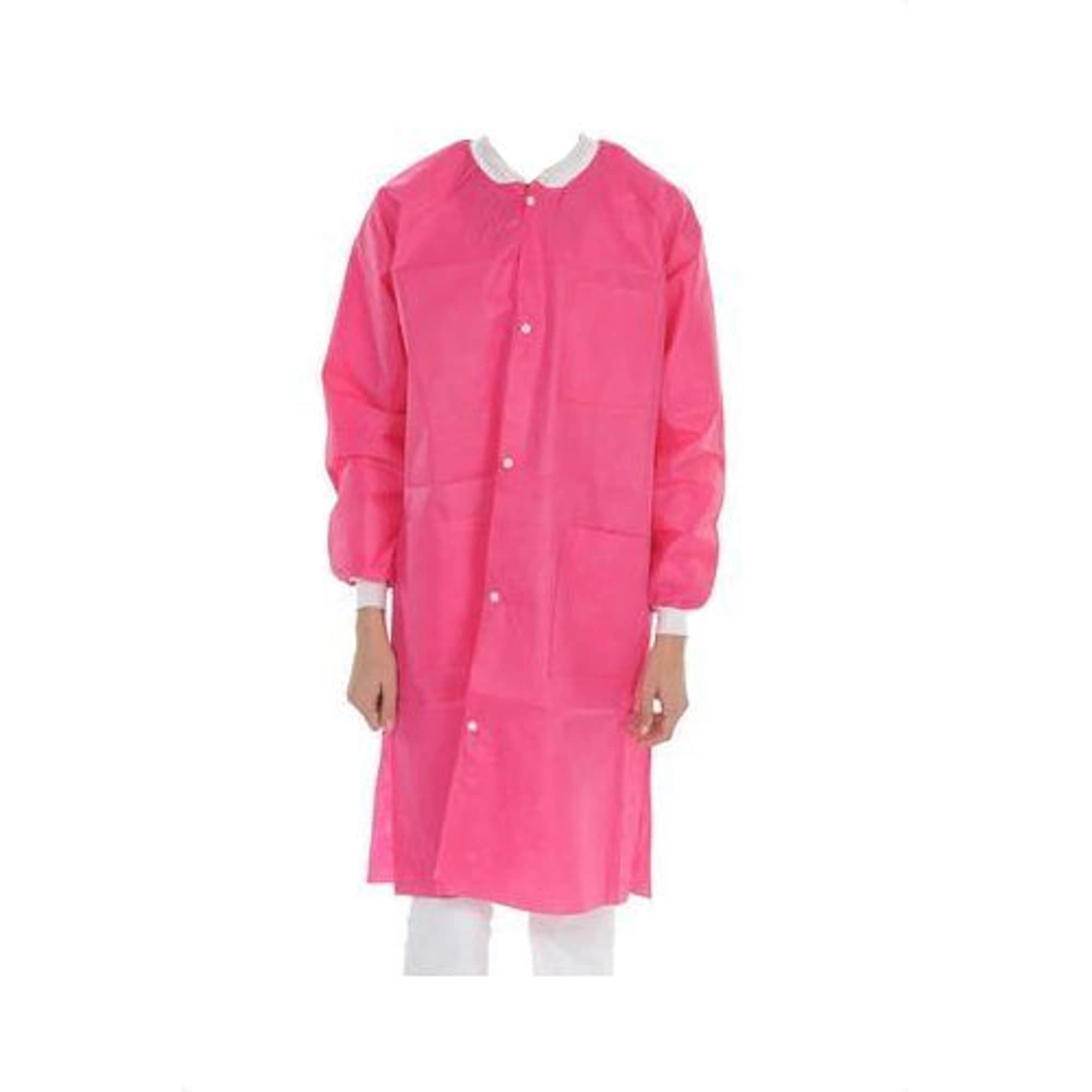 ValuMax ExtraSafe Lab Coat, Hot Pink, 3X-Large, Knee-Length, 3-Layer SMS, Snap Front, 10/Pk, 3660HP3XL - ExtraSafe Lab Coats Hot Pink 3XL, pack of 10, 3660HP3XL - Image 1