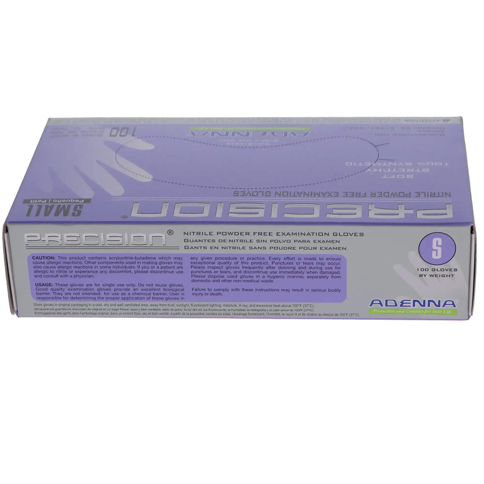 Adenna Precision® Nitrile Exam Gloves, Powder-Free, Non-Sterile, Small, Violet Blue, 100/Box, PCS772 thumbnail 2