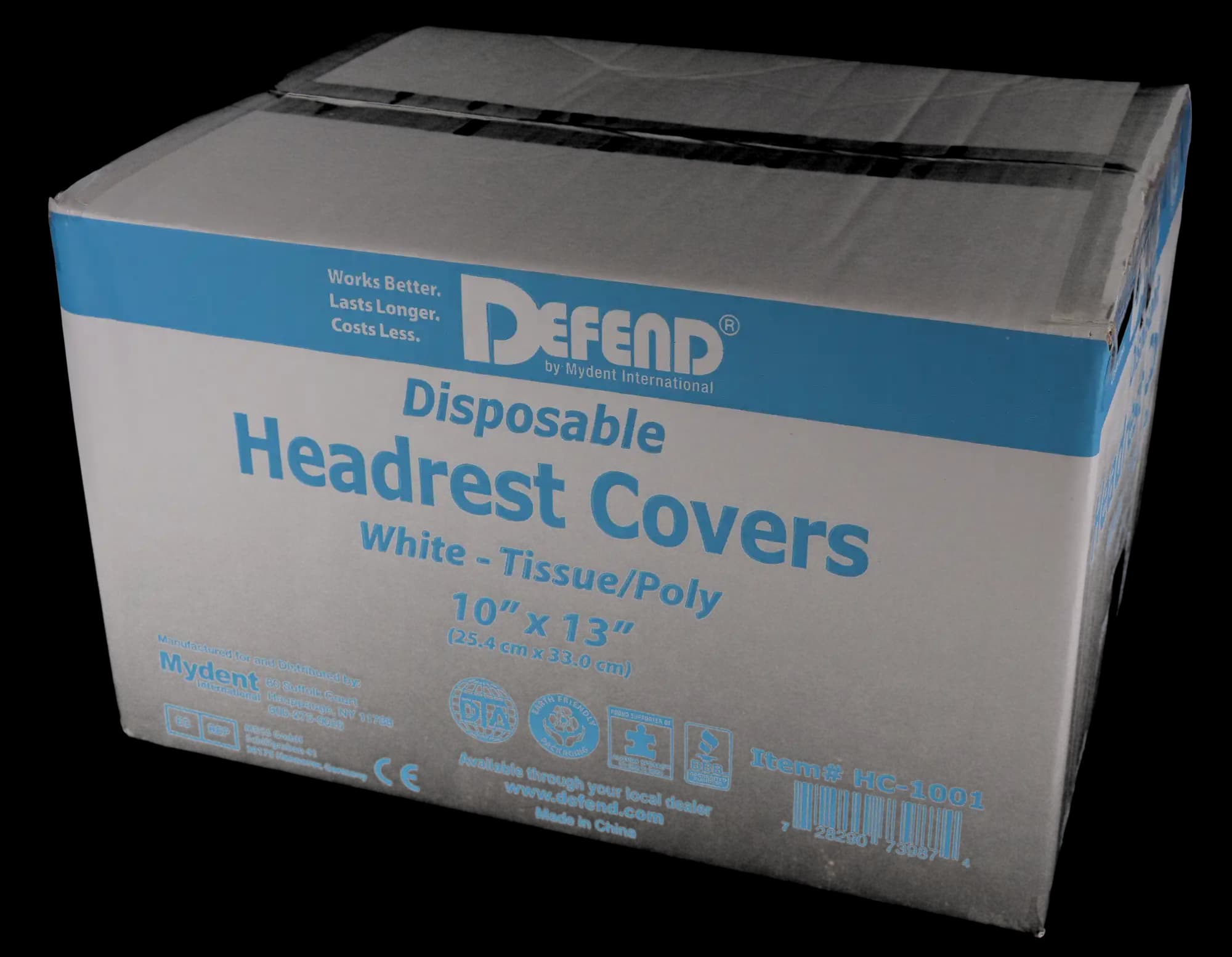 Defend Paper/Poly Headrest Covers, White, 10" x 13", 500/Case, HC1001 thumbnail 4
