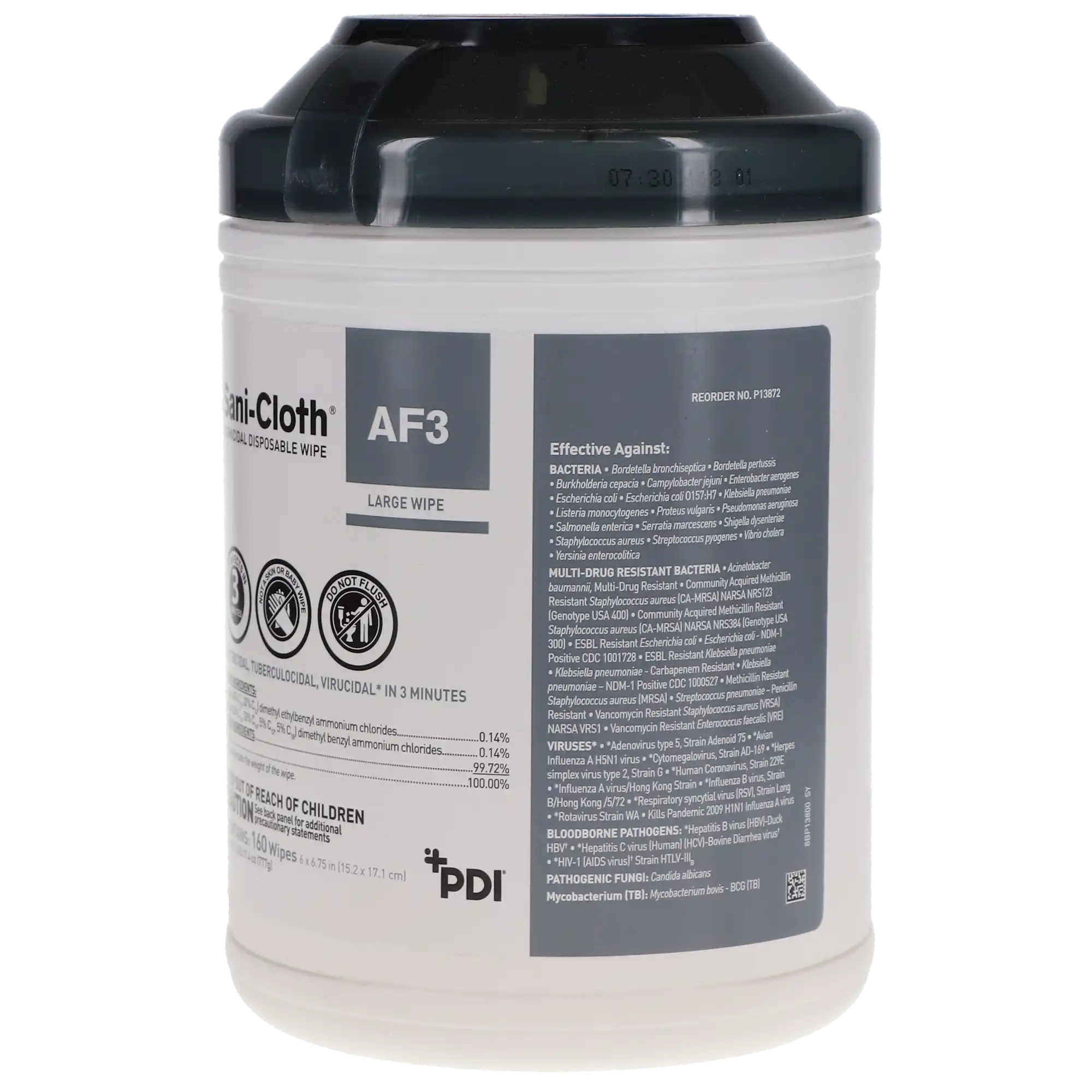 Sani-Cloth AF3 Germicidal Disposable Wipes, Large, 6" x 6.75", Alcohol-Free, 160/Canister, P13872 thumbnail 8