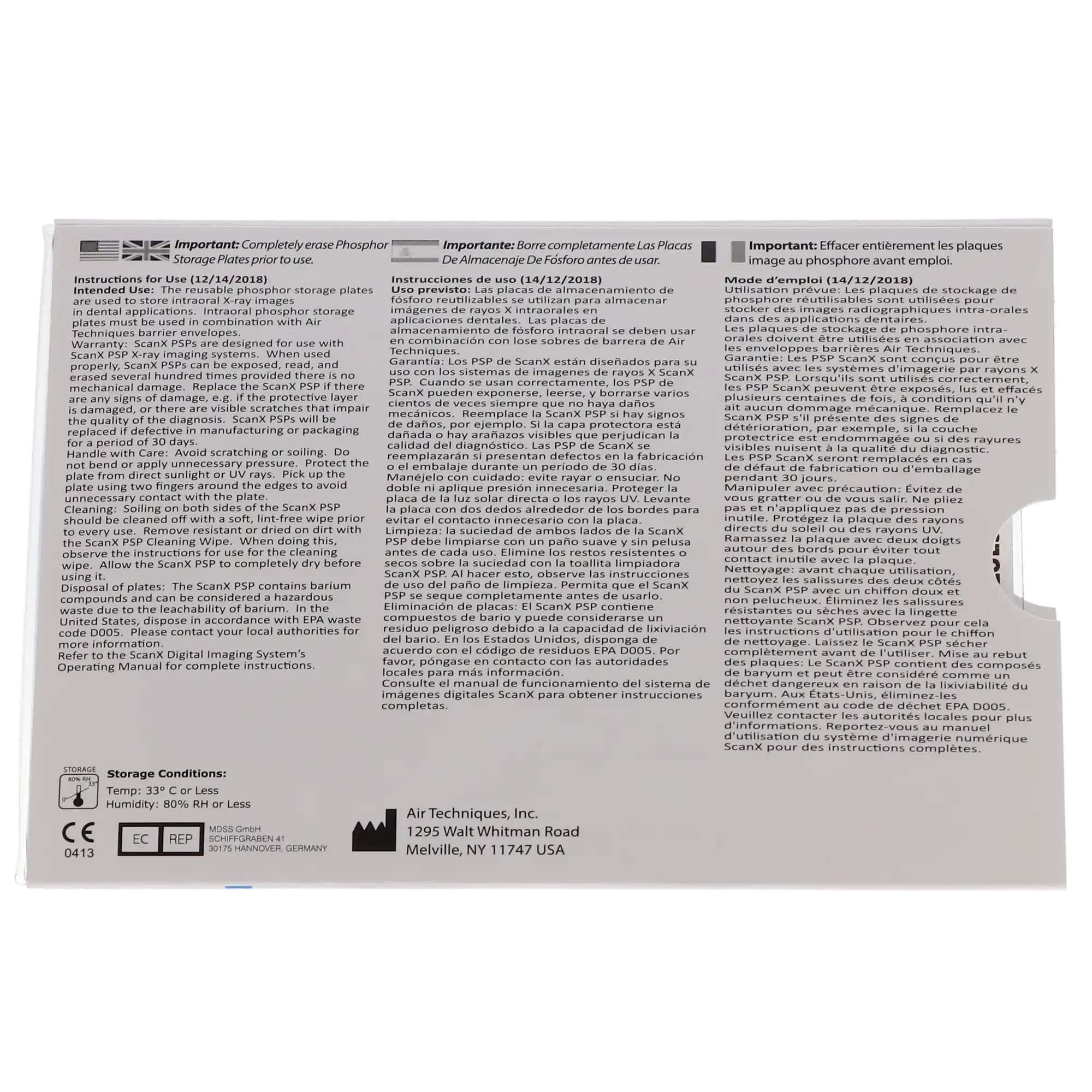 Air Techniques ScanX Intraoral Phosphor Storage Plates (PSP), Size 2, Reusable, 4/Pk, 73445-2 thumbnail 4