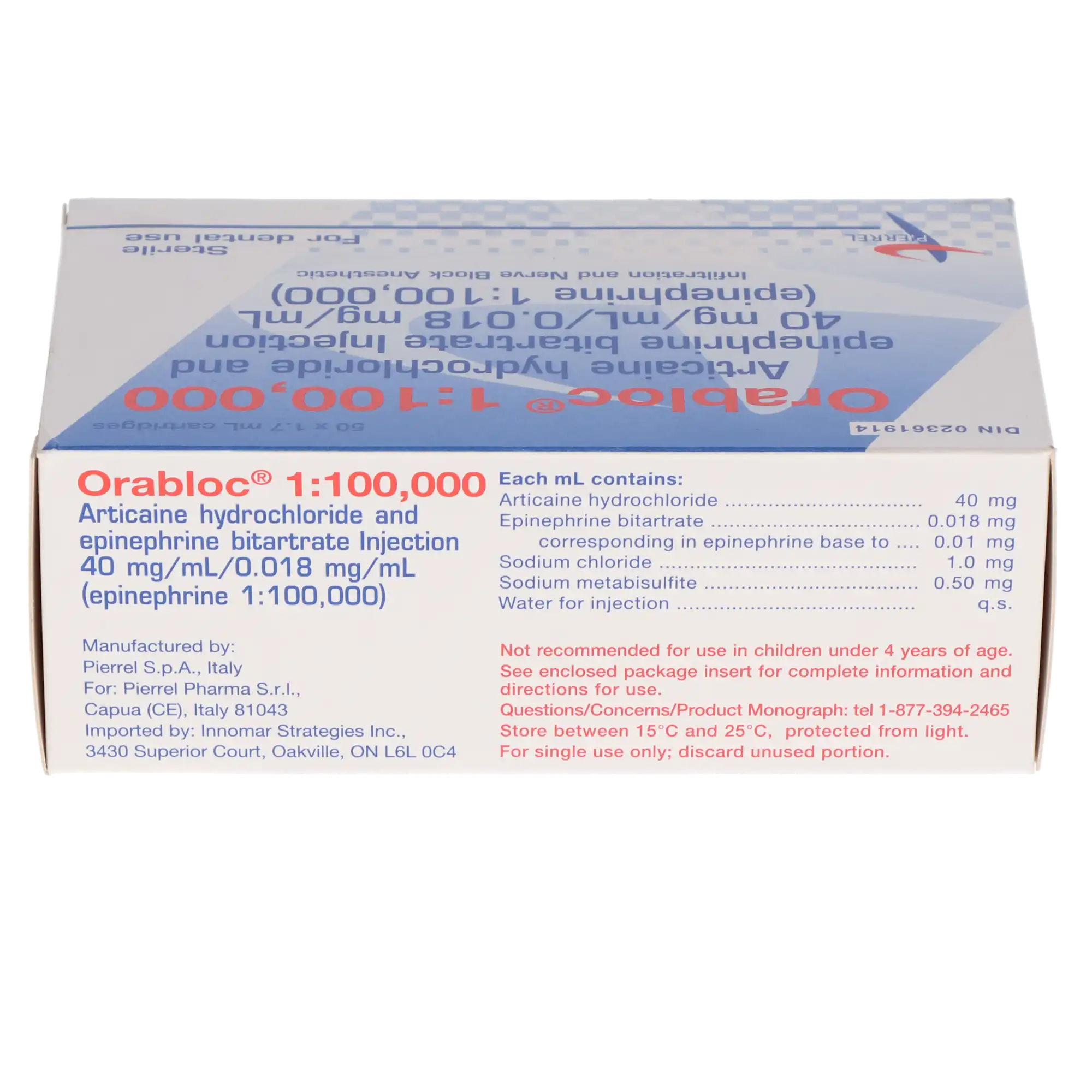 Orabloc Articaine HCl 4% with Epinephrine 1:100,000, Red, 1.7 mL Cartridges, 50/Pk thumbnail 3