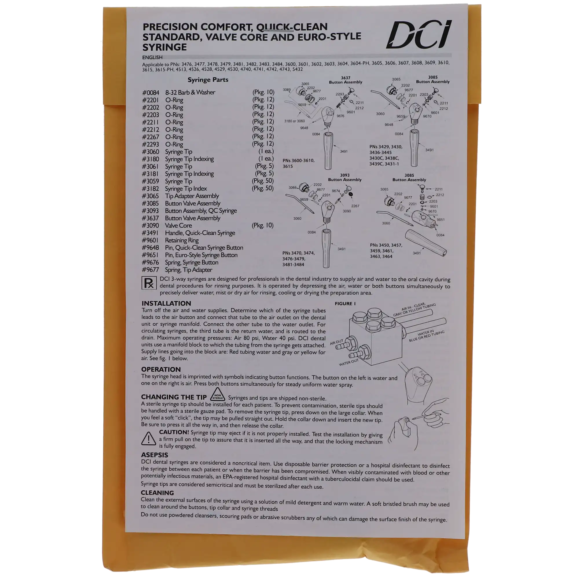 DCI Quick-Clean Standard 3-Way Air/Water Syringe, Less Tubing, with 1 Metal Tip, 1/PK, 3430 thumbnail 4