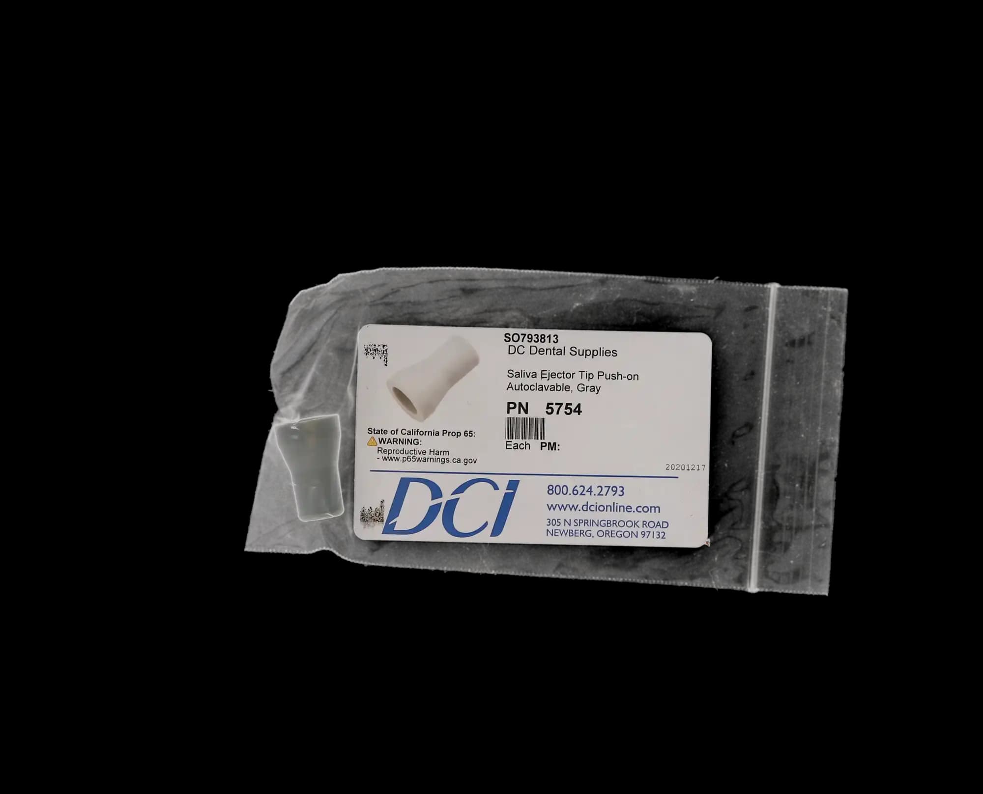 DCI International Push-On Saliva Ejector Tip, Autoclavable, Latex-Free, Gray, 1/Pk, 5754 thumbnail 7