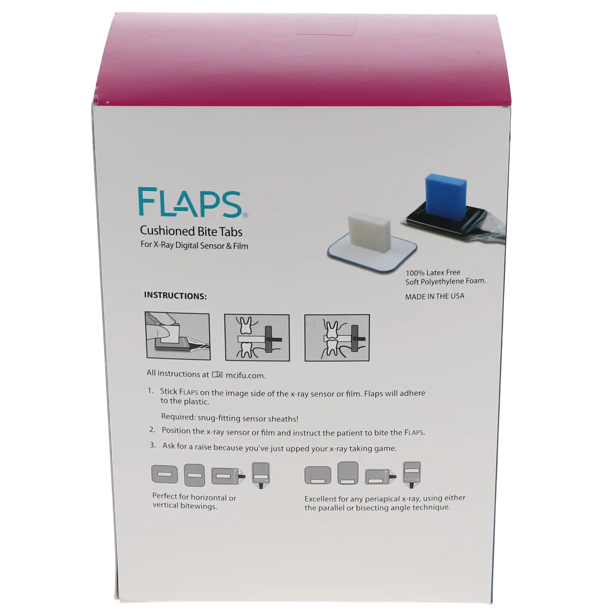 Flaps Original Cushioned Bite Tabs, White, Self-Adhesive Film & Digital Sensor Holders, 500/Box, FLF thumbnail 9
