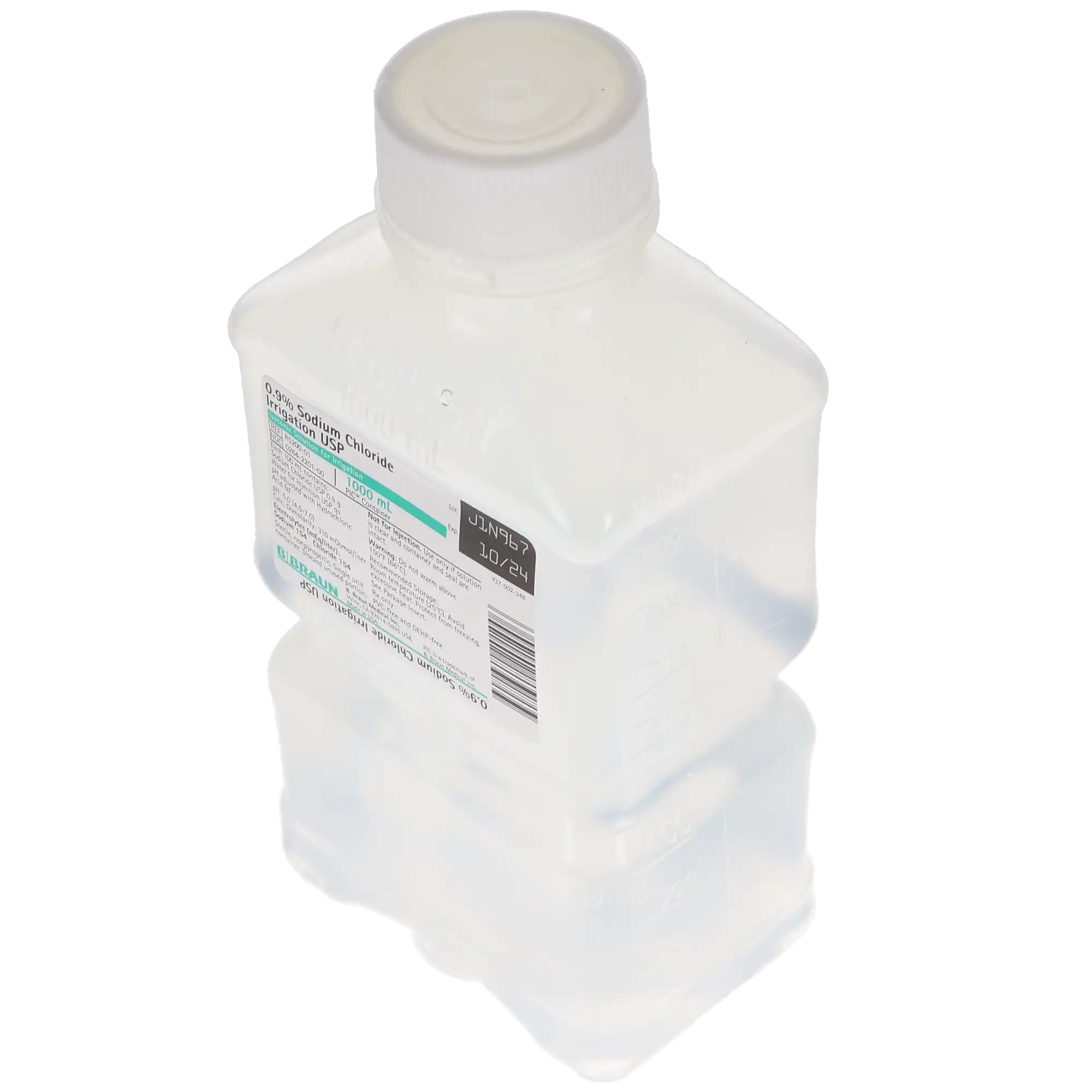B. Braun 0.9% Sodium Chloride Irrigation, USP, 1000 mL Pour Bottle, Sterile, DEHP-Free, Not for Injection, R5200-01 thumbnail 4
