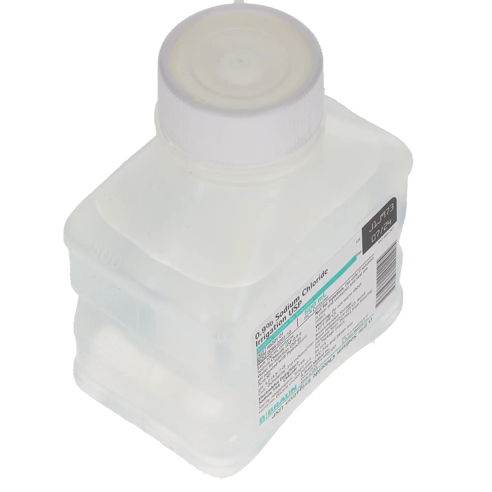 B. Braun 0.9% Sodium Chloride Irrigation USP, 500 mL PIC Pour Bottle, Sterile, DEHP-Free, R5201-01 thumbnail 4