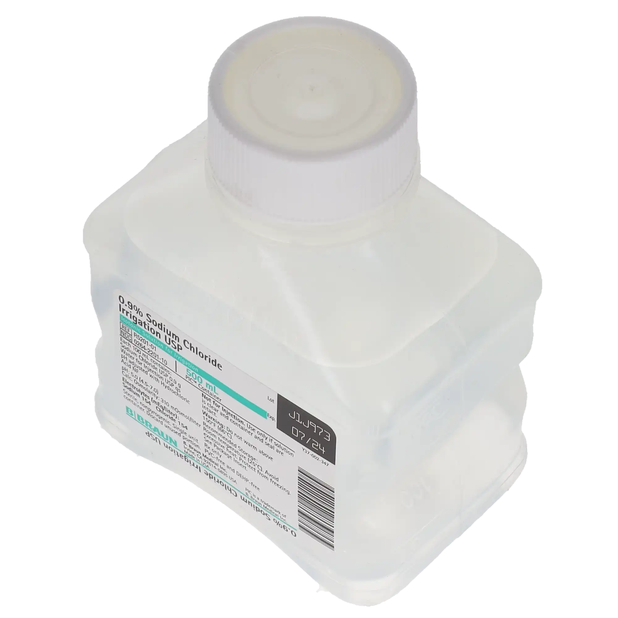 B. Braun 0.9% Sodium Chloride Irrigation USP, 500 mL PIC Pour Bottle, Sterile, DEHP-Free, R5201-01 thumbnail 5