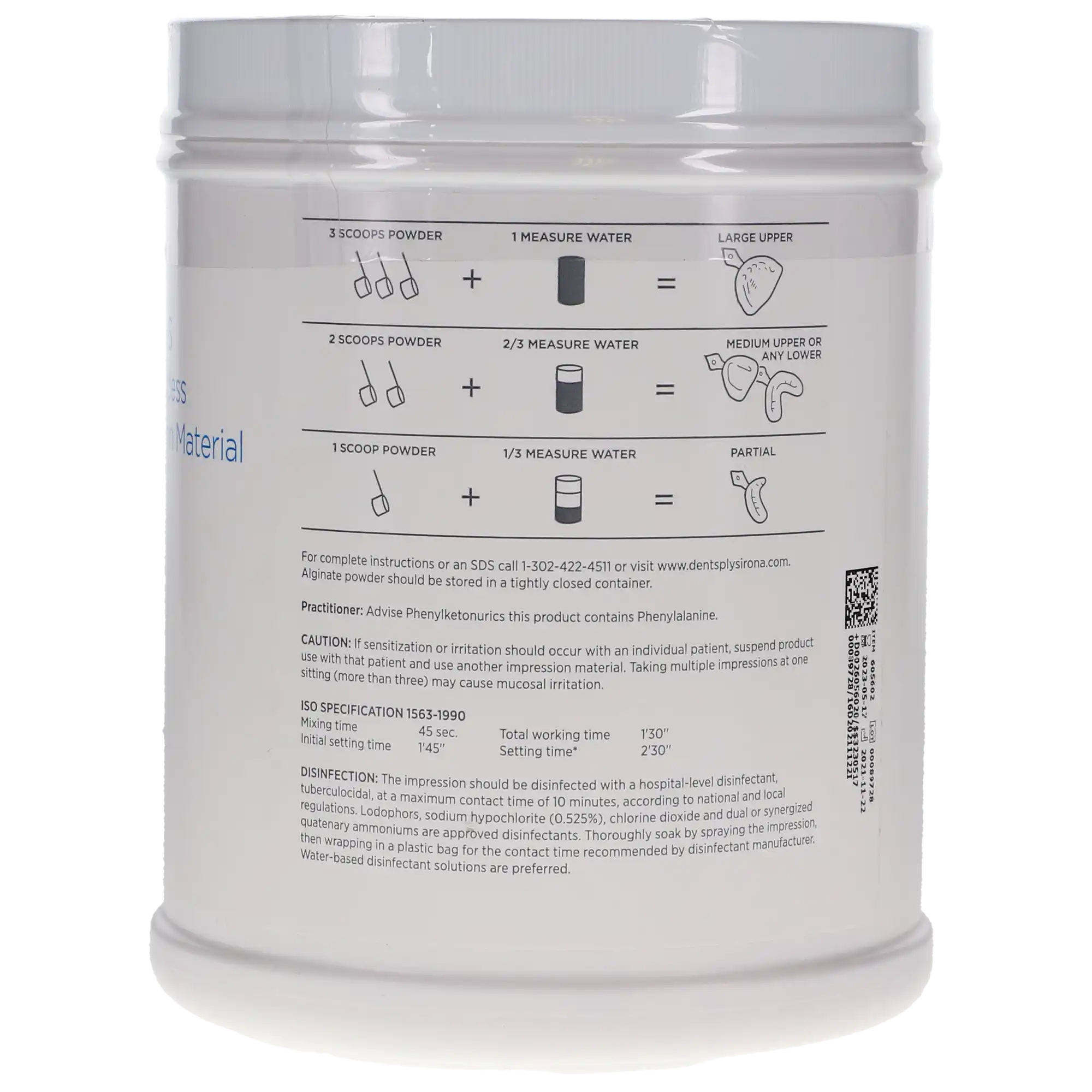 Jeltrate Plus Antimicrobial Dustless Alginate Impression Material, Fast Set, Pink, 1 lb Canister, 454g, 605602 thumbnail 2