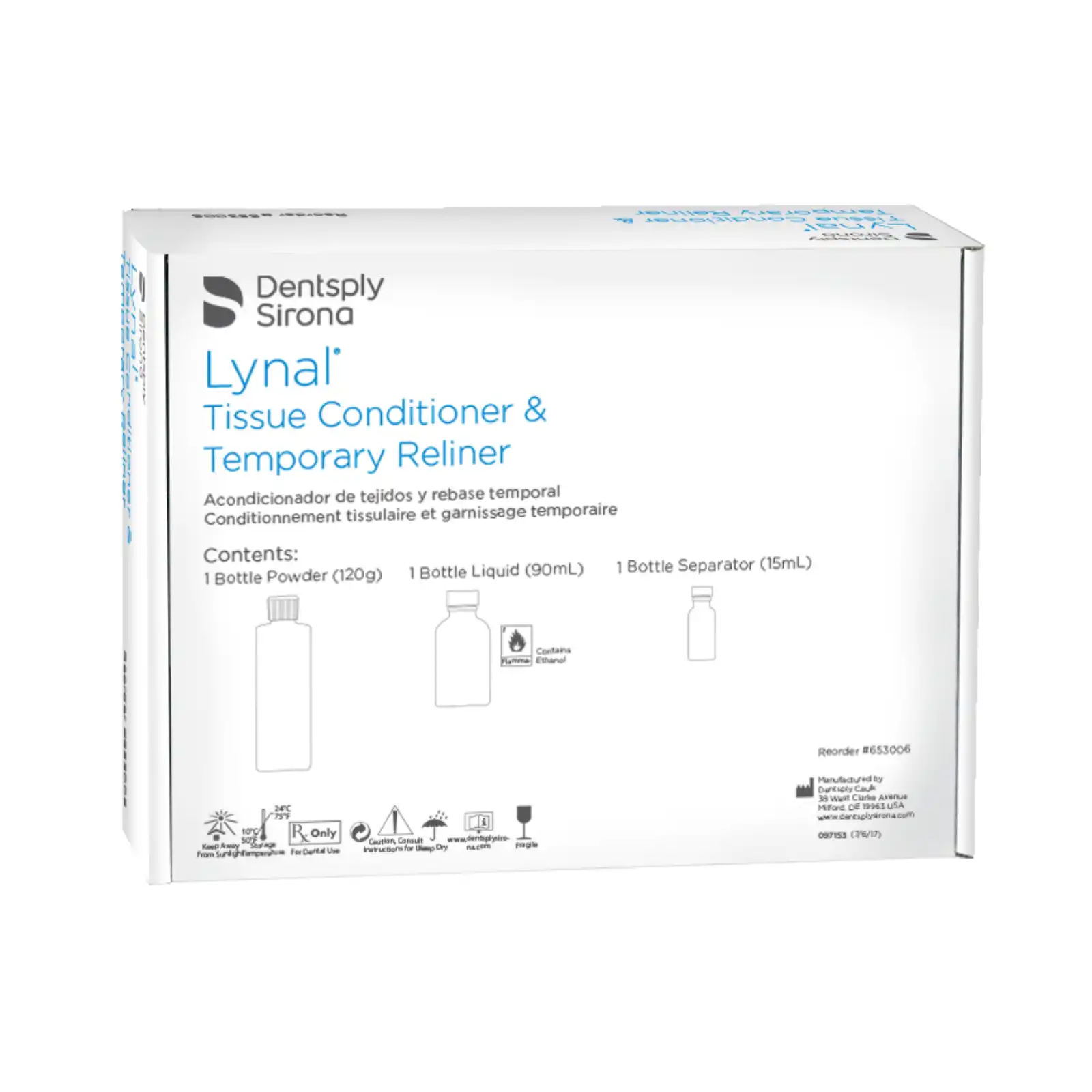 Lynal Tissue Conditioner & Temporary Reliner, Standard Package, 120 g Powder / 90 ml Liquid / 15 ml Separator, 653006 thumbnail 5
