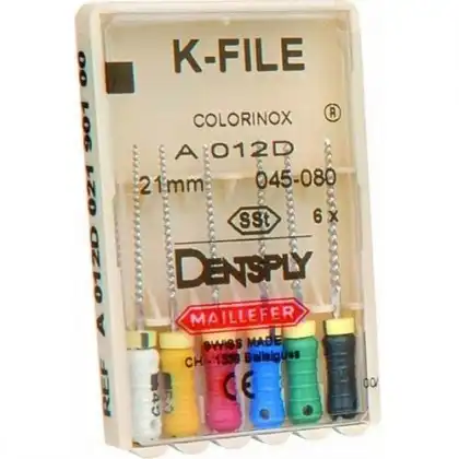 Dentsply Maillefer K-File, Stainless Steel, 21 mm, #10, Purple, 6/Pk, 671101 - K-File, Stainless Steel, 21 mm, # 10, Purple, 6/Pk, 671101 - Image 1