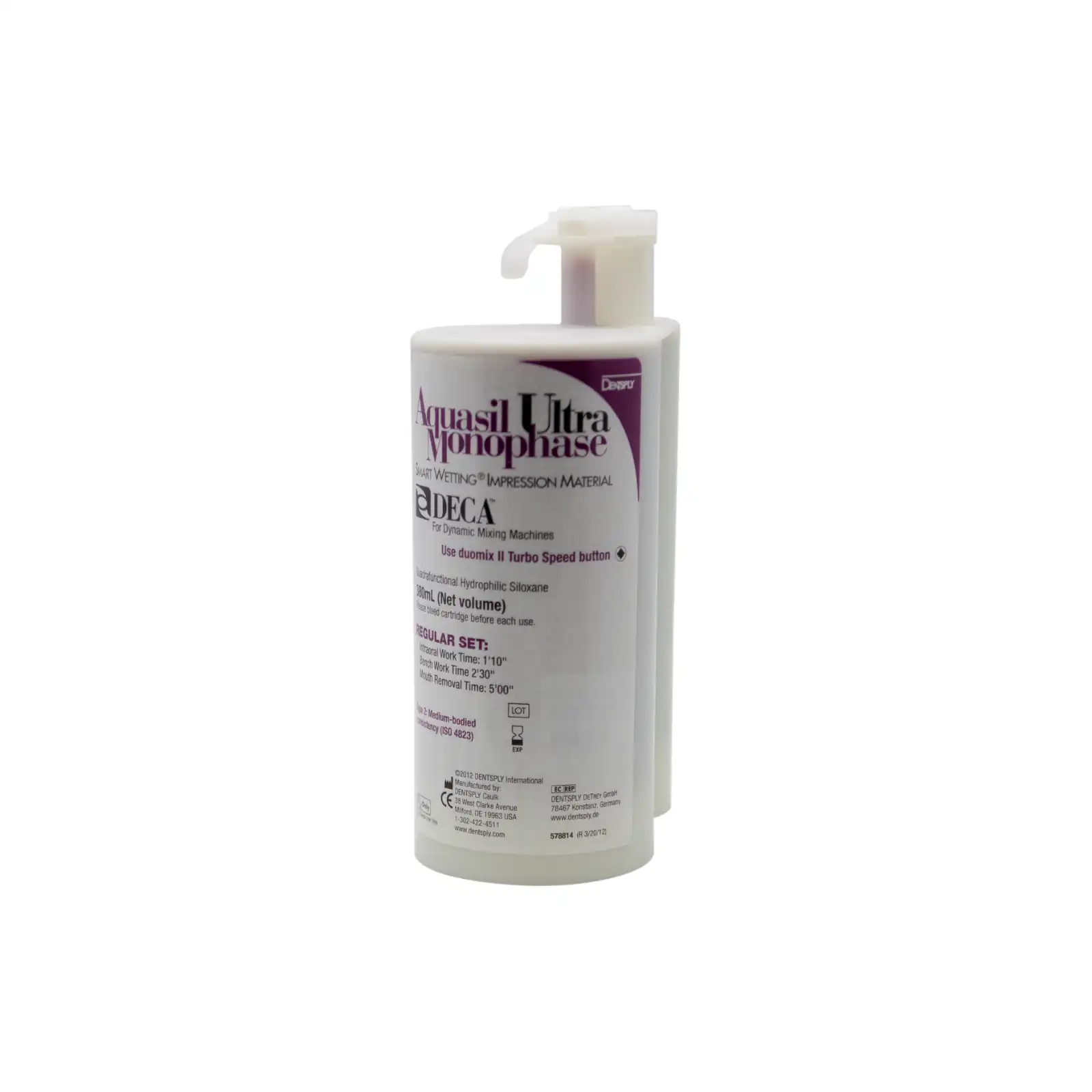 Aquasil Ultra DECA Smart Wetting VPS Impression Material, Cartridge Refill, Monophase, Regular Set, Purple, 380 ml, 2/Pk, 678782 thumbnail 2