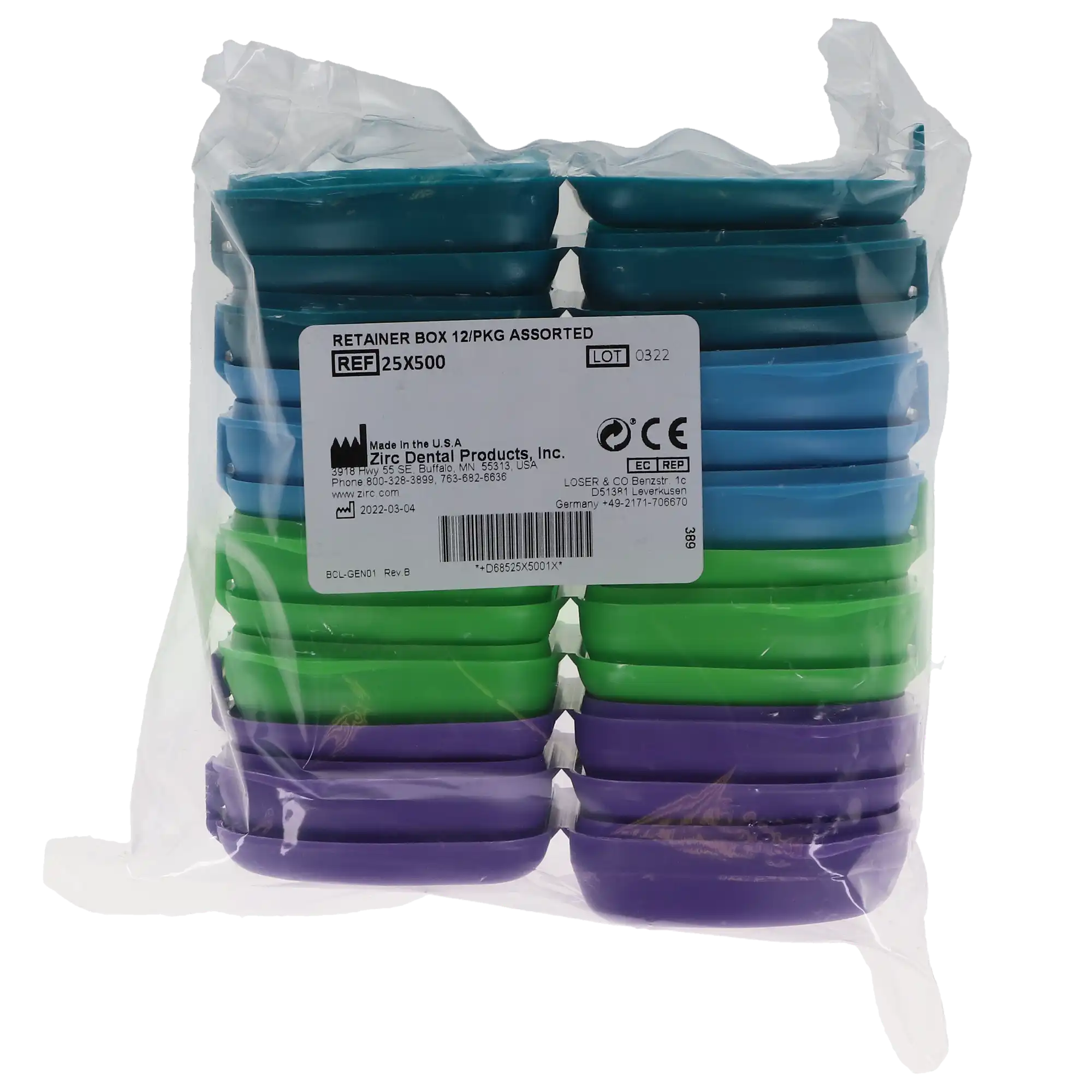 Zirc Dental Retainer Box, 1" Deep, Assorted Colors, 12/Pack, 25R500 thumbnail 2