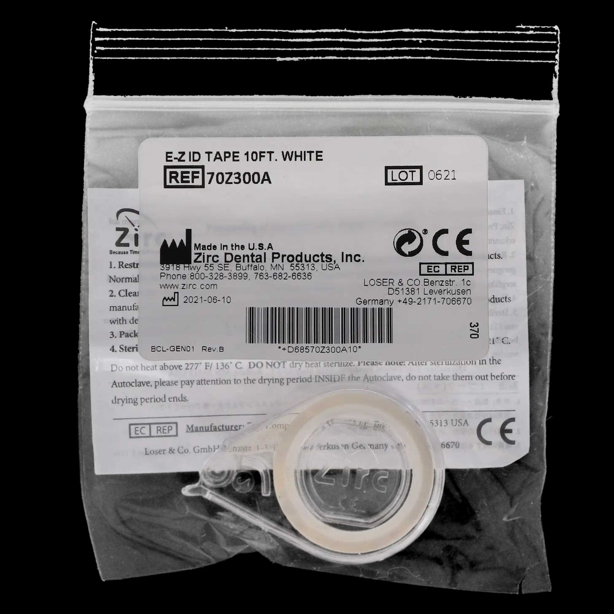 Zirc E-Z ID Tape Roll, White, 10' x 1/4", Refill, 70Z300A thumbnail 5
