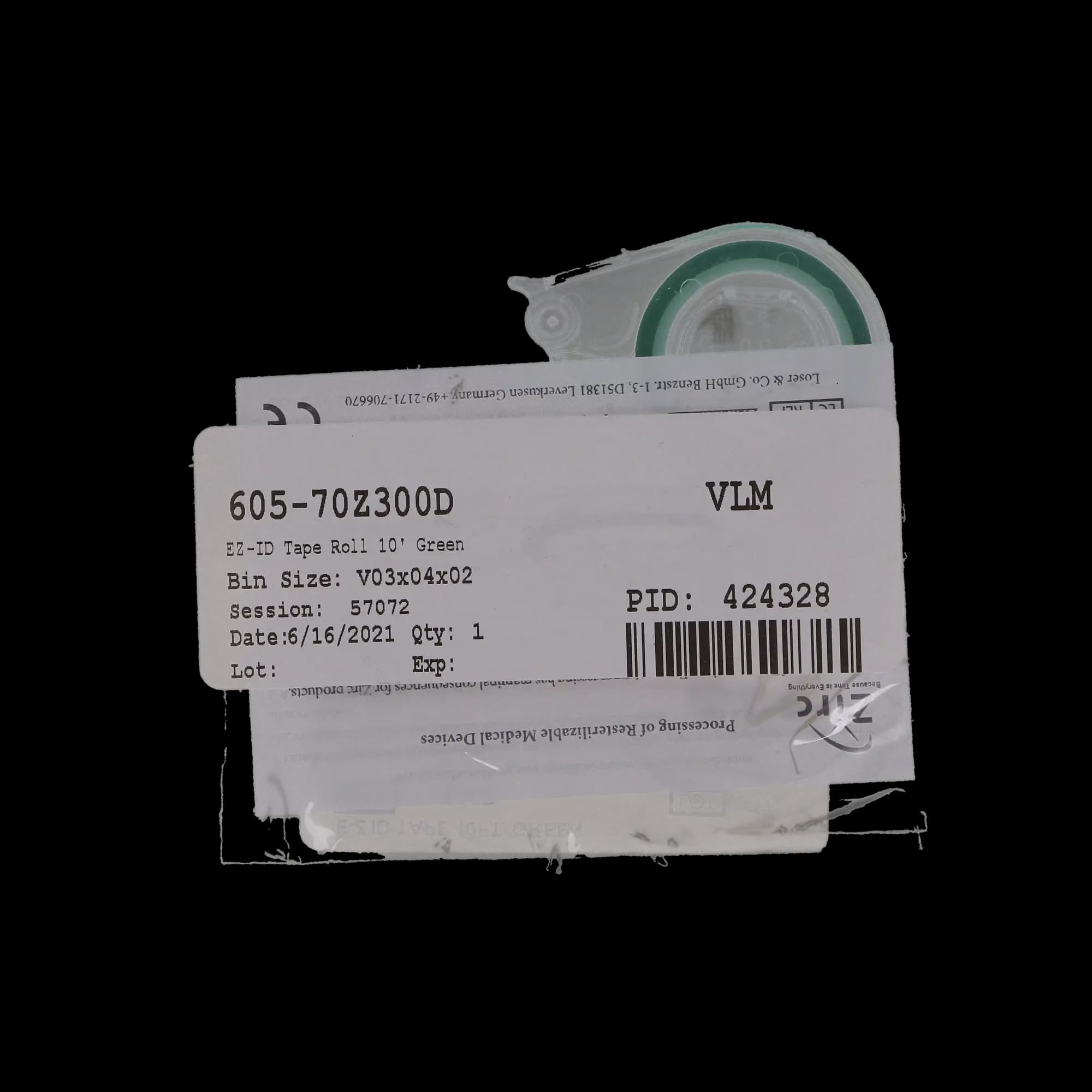 Zirc E-Z ID Instrument Tape Roll, Green, 10 ft x 1/4 in, Autoclavable, 70Z300D thumbnail 5