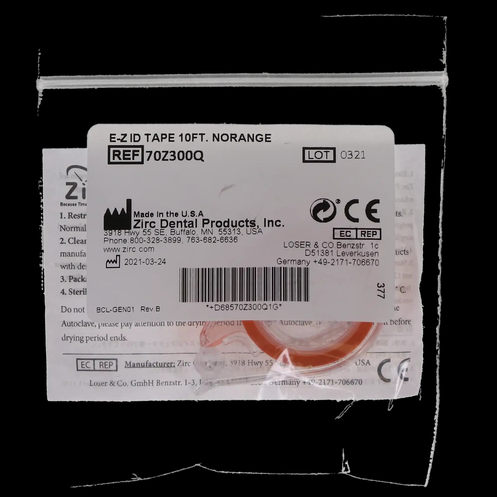 Zirc E-Z ID Tape Roll, Neon Orange, 10' x 1/4", 1 Roll, 70Z300Q thumbnail 5