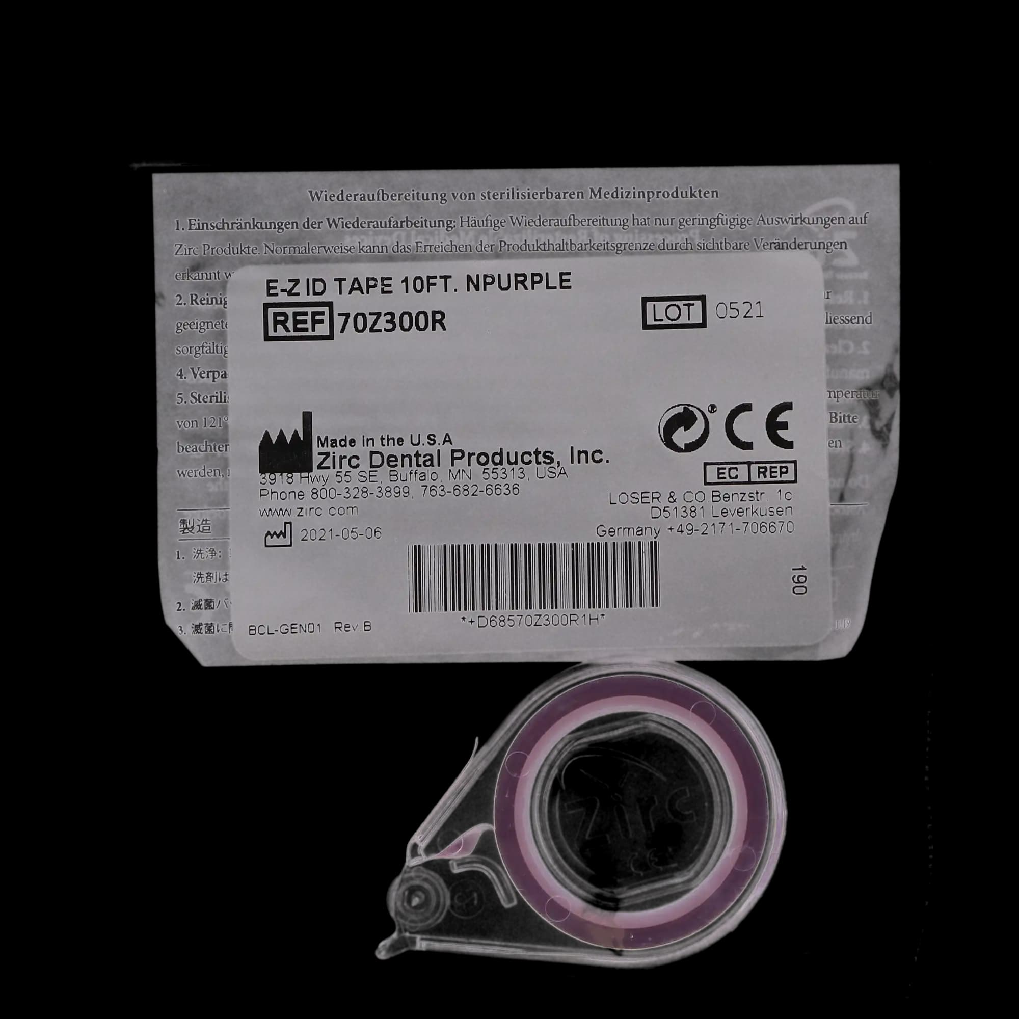 Zirc E-Z ID Tape Roll, Neon Purple, 10' x 1/4", 1 Roll, 70Z300R thumbnail 5