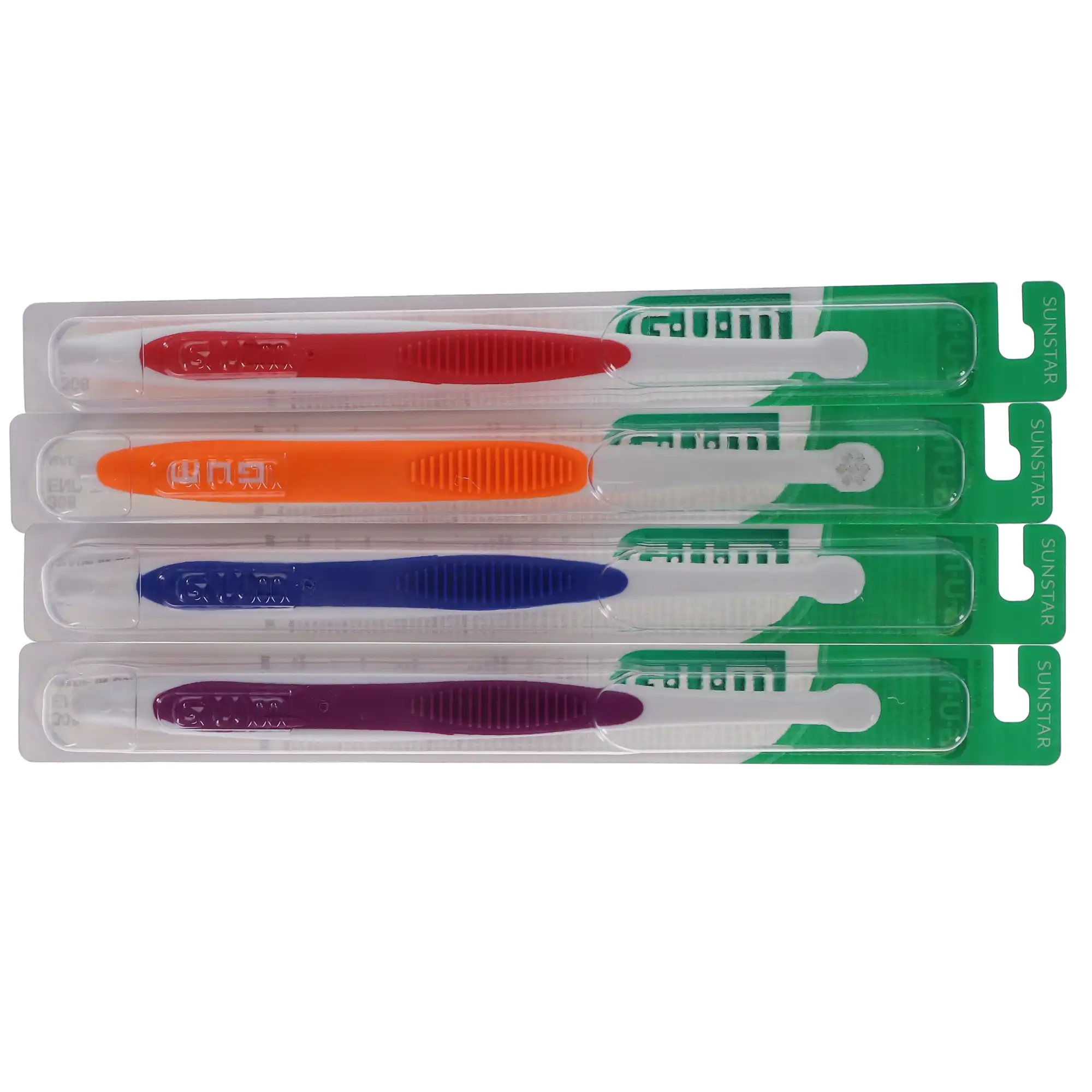GUM End Tuft Toothbrush, Tapered Trim, Soft Bristles, 3 Rows, 7 Tufts, Small Head, Assorted Colors, 12/Box, 308PD thumbnail 11