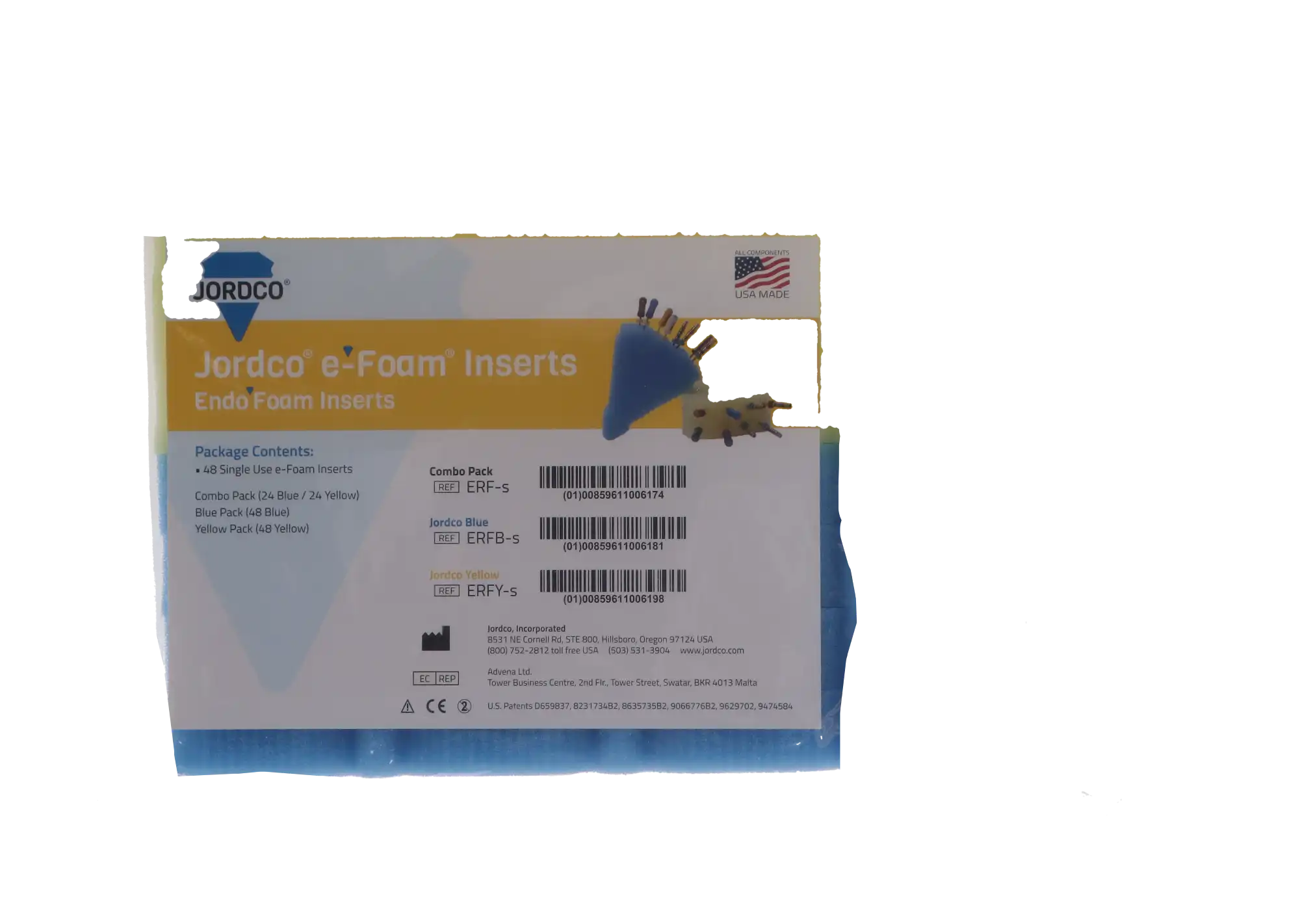 Jordco EndoRing e-Foam Inserts, Blue/Yellow Combo Pack, 48/Pkg, ERF thumbnail 7