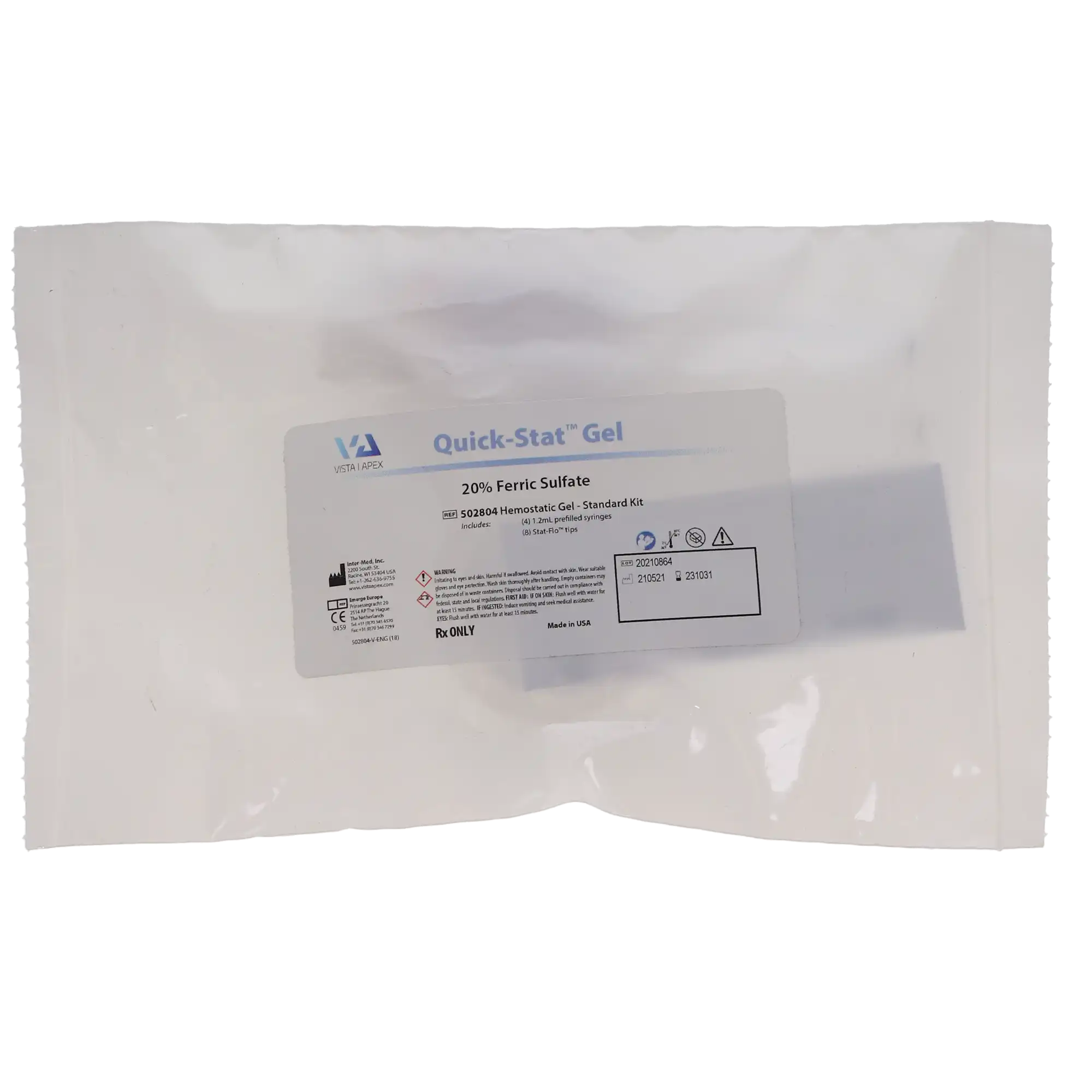 Quick-Stat FS Hemostatic Gel, 20% Ferric Sulfate, Standard Syringe Kit, 1.2 mL, 4/Pk, 502804 thumbnail 5