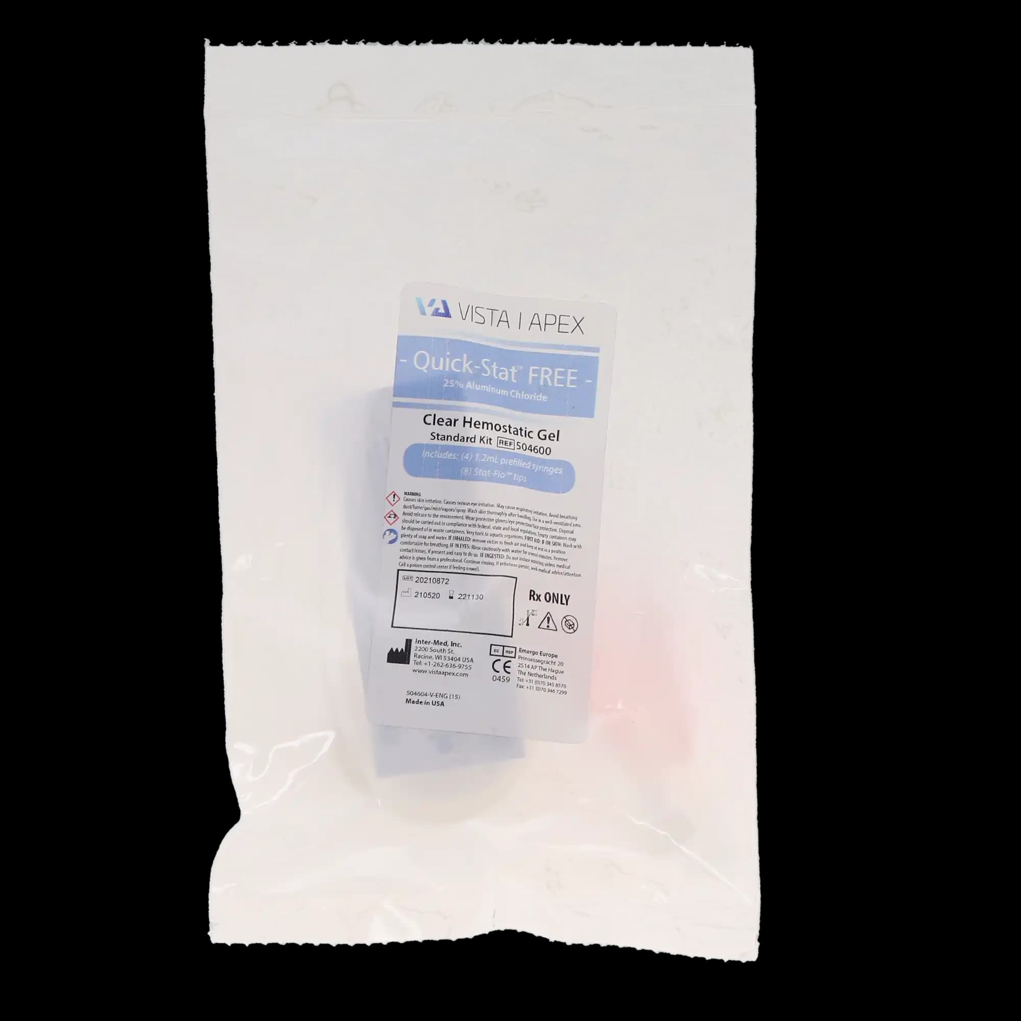 Quick-Stat FREE Clear Hemostatic Gel, 25% Aluminum Chloride, Standard Syringe Kit, 1.2 mL, 4/Pk, 504600 thumbnail 5